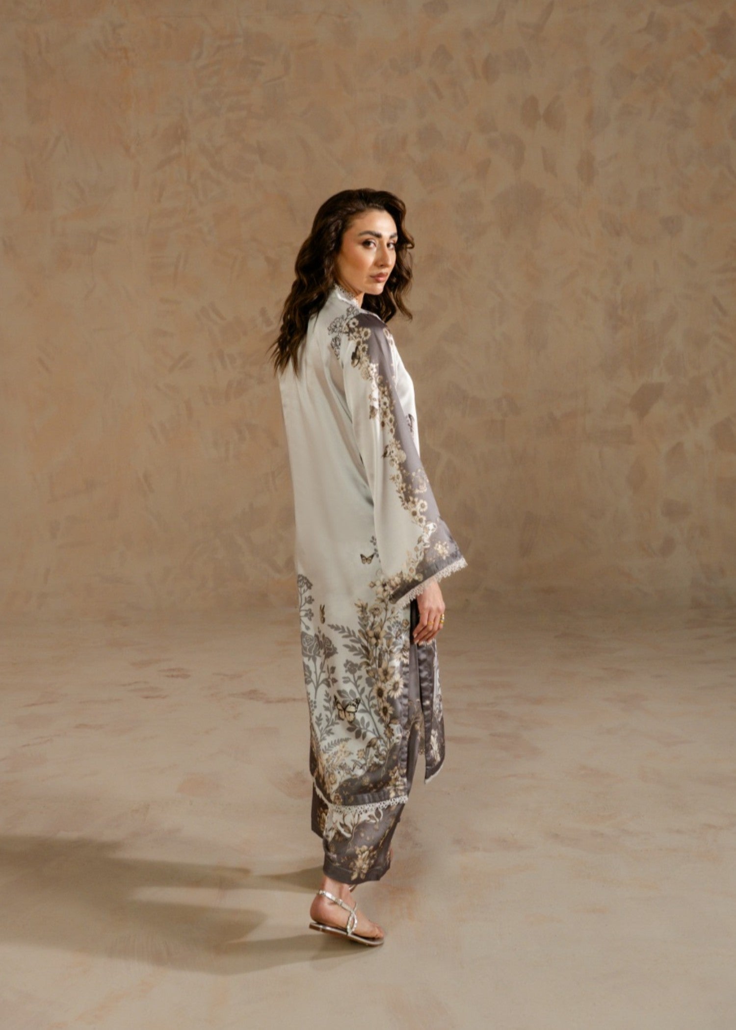 silk charmeuse Co Ord Sets in Silver