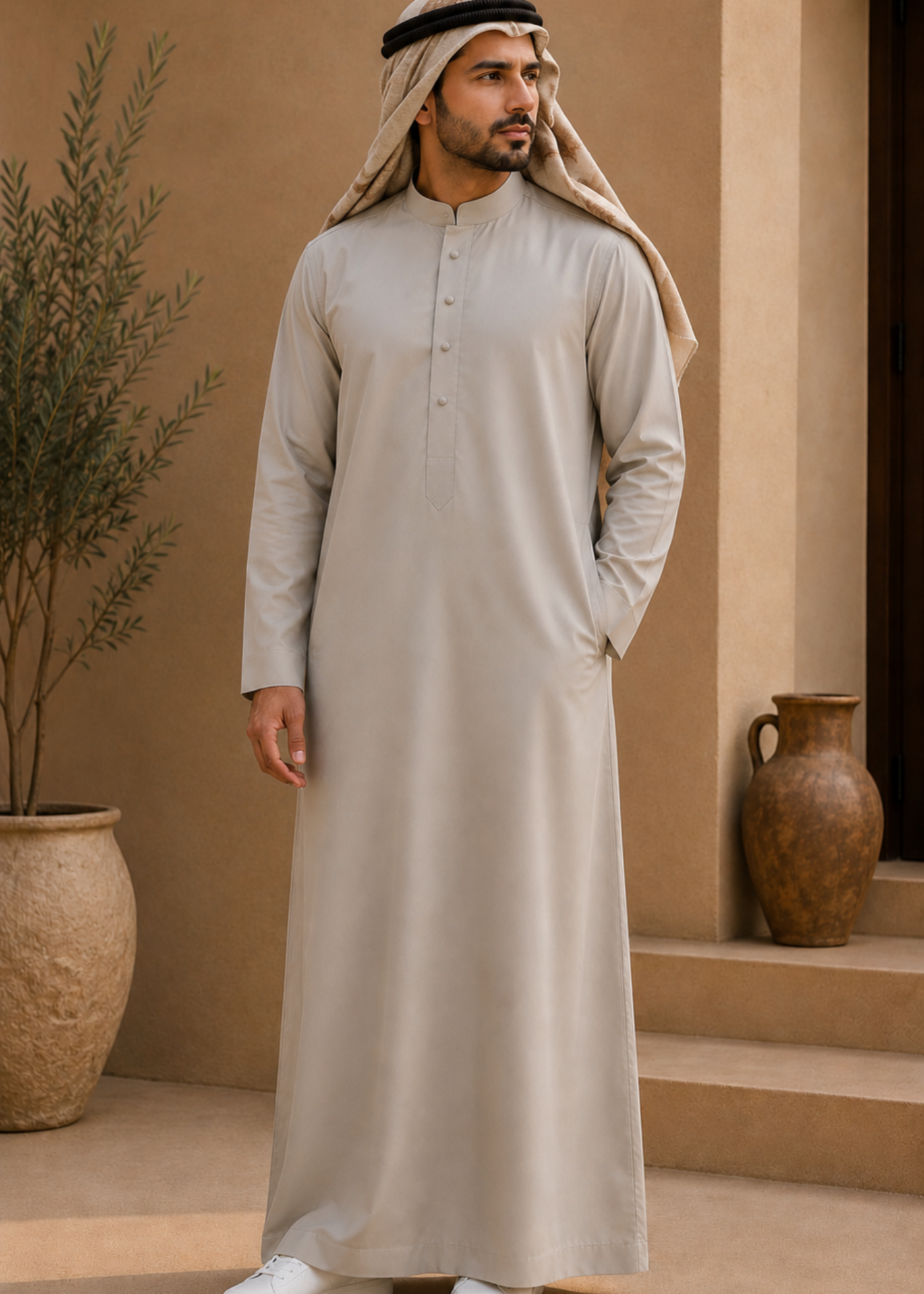 wash & wear Kurta in Grey by Noor E Zehra.Store