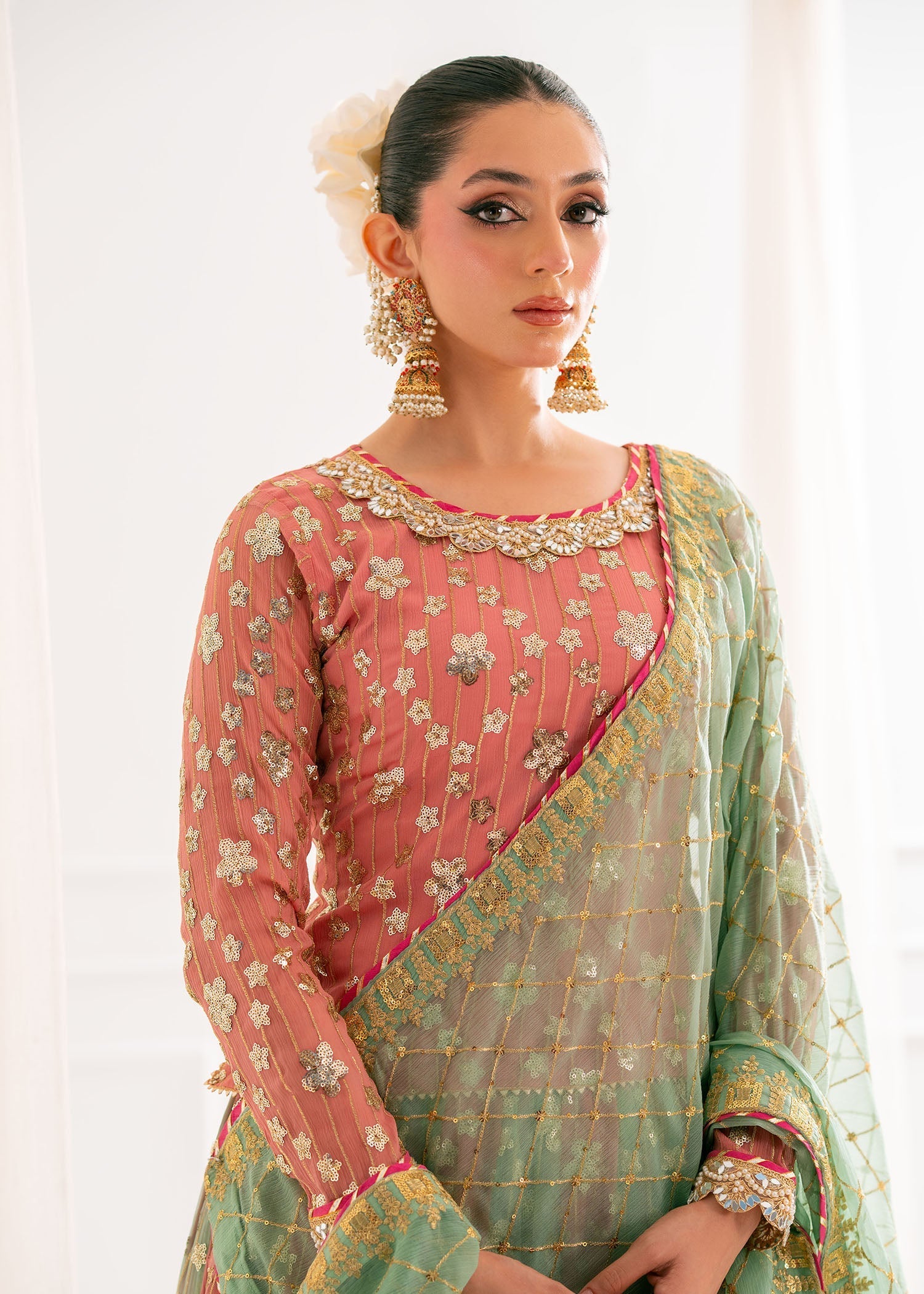 chiffon Lehenga in Pink