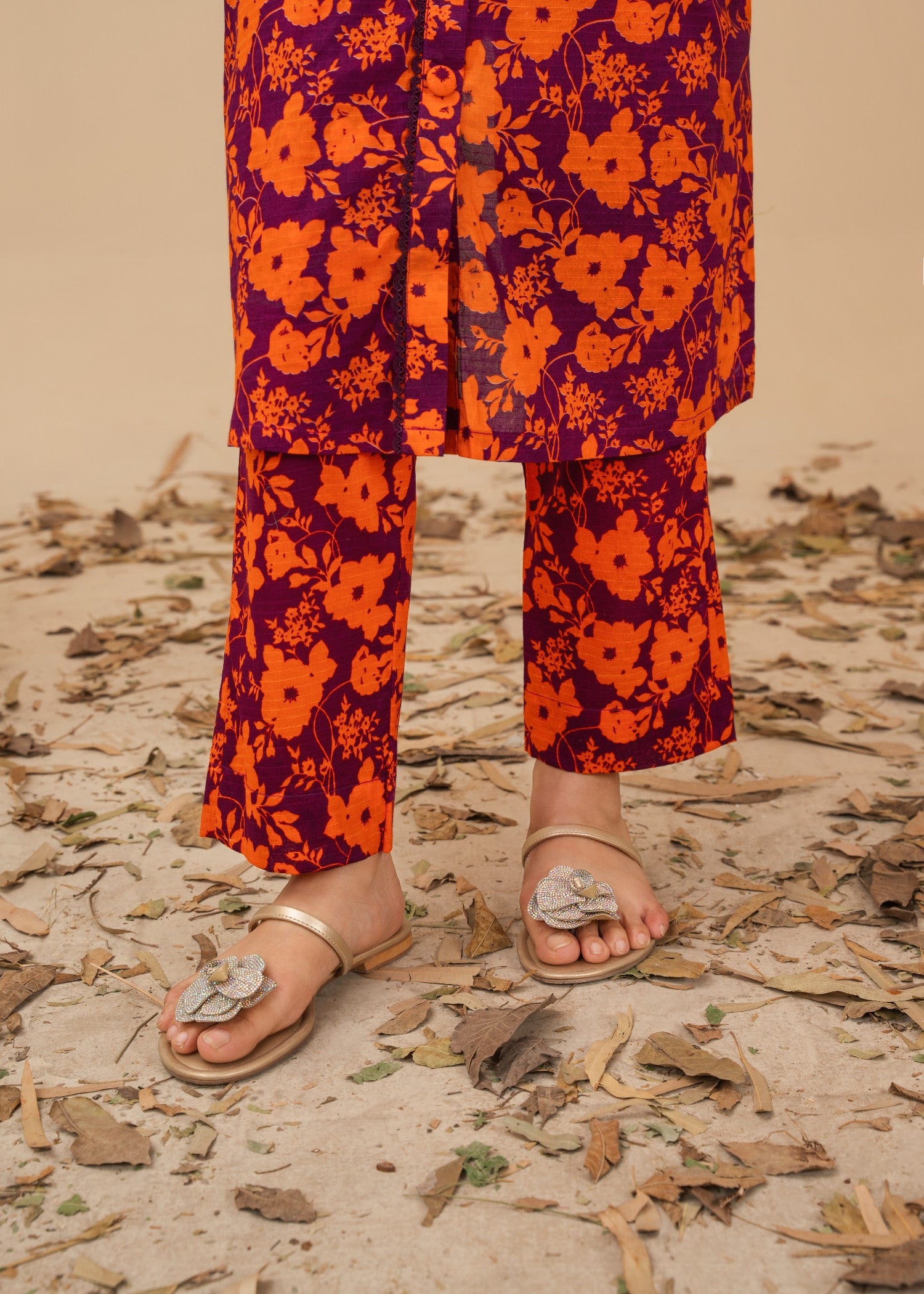 lawn Co Ord Sets in Wine, tangerine