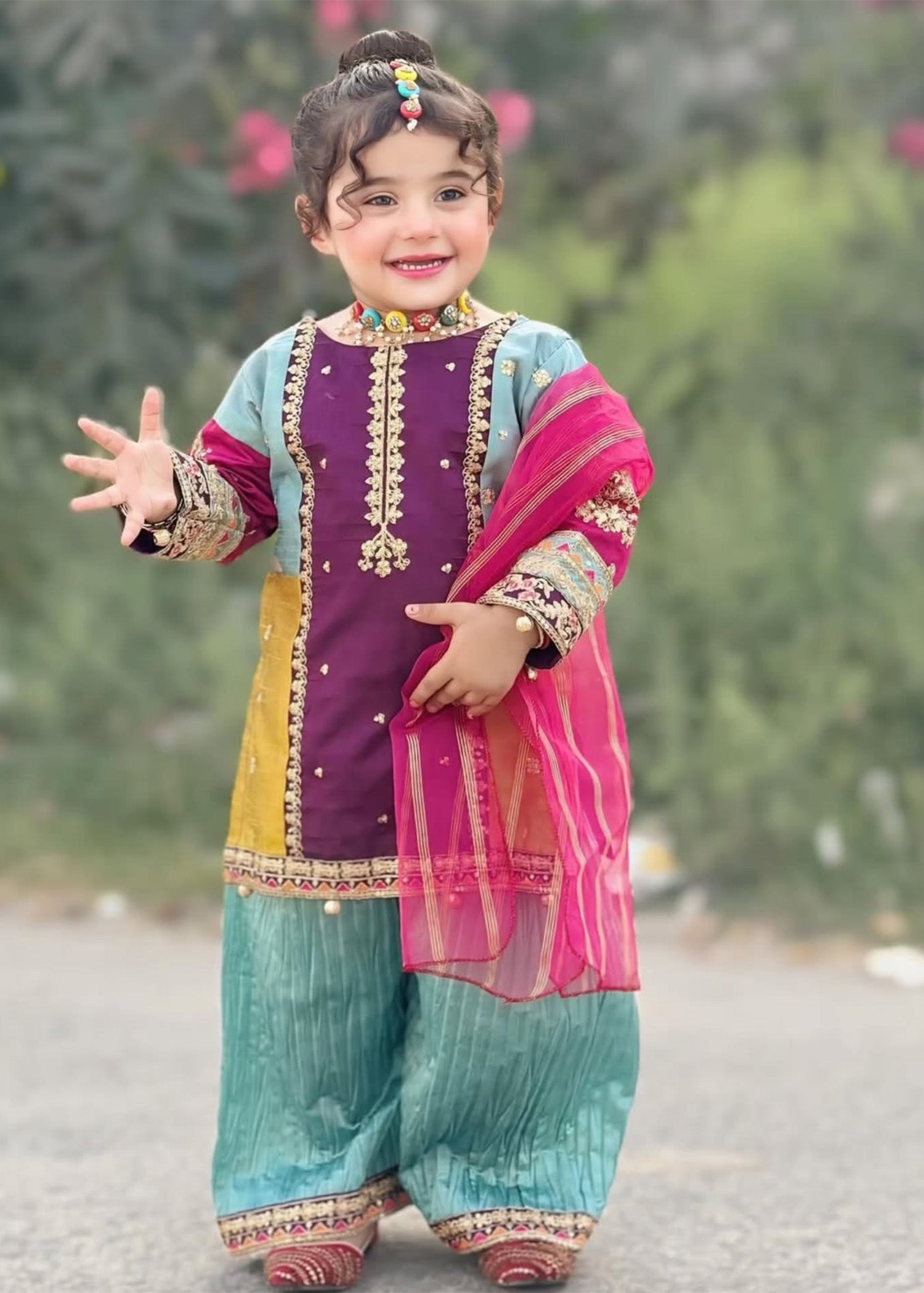 raw silk Kurta Set in Purple