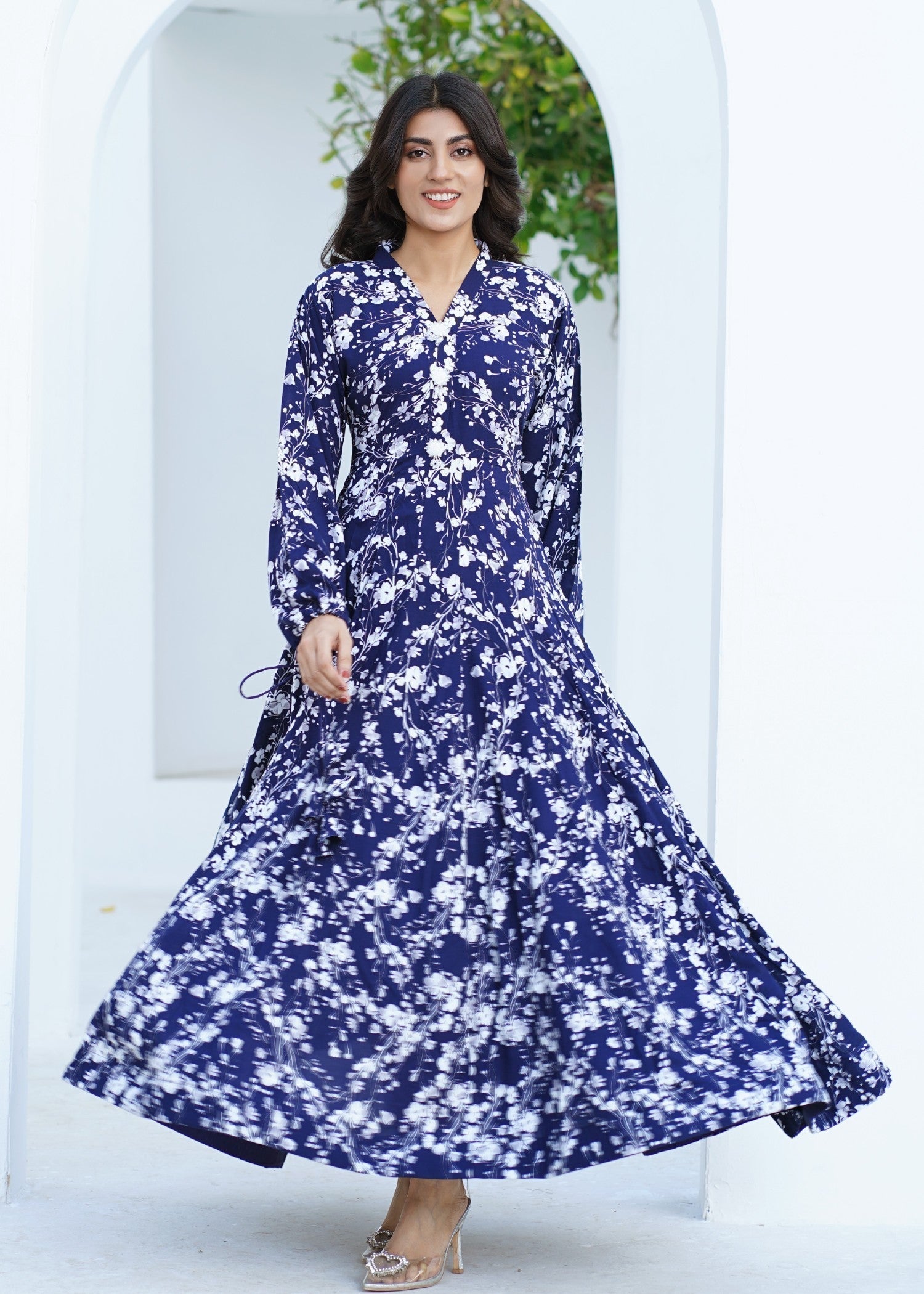linen Maxi in Navy blue