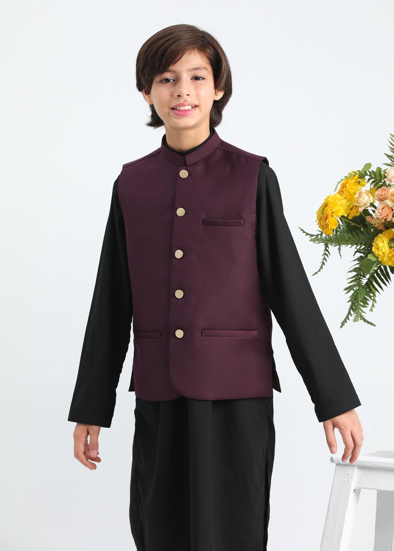 suiting Waistcoat in Purple, black