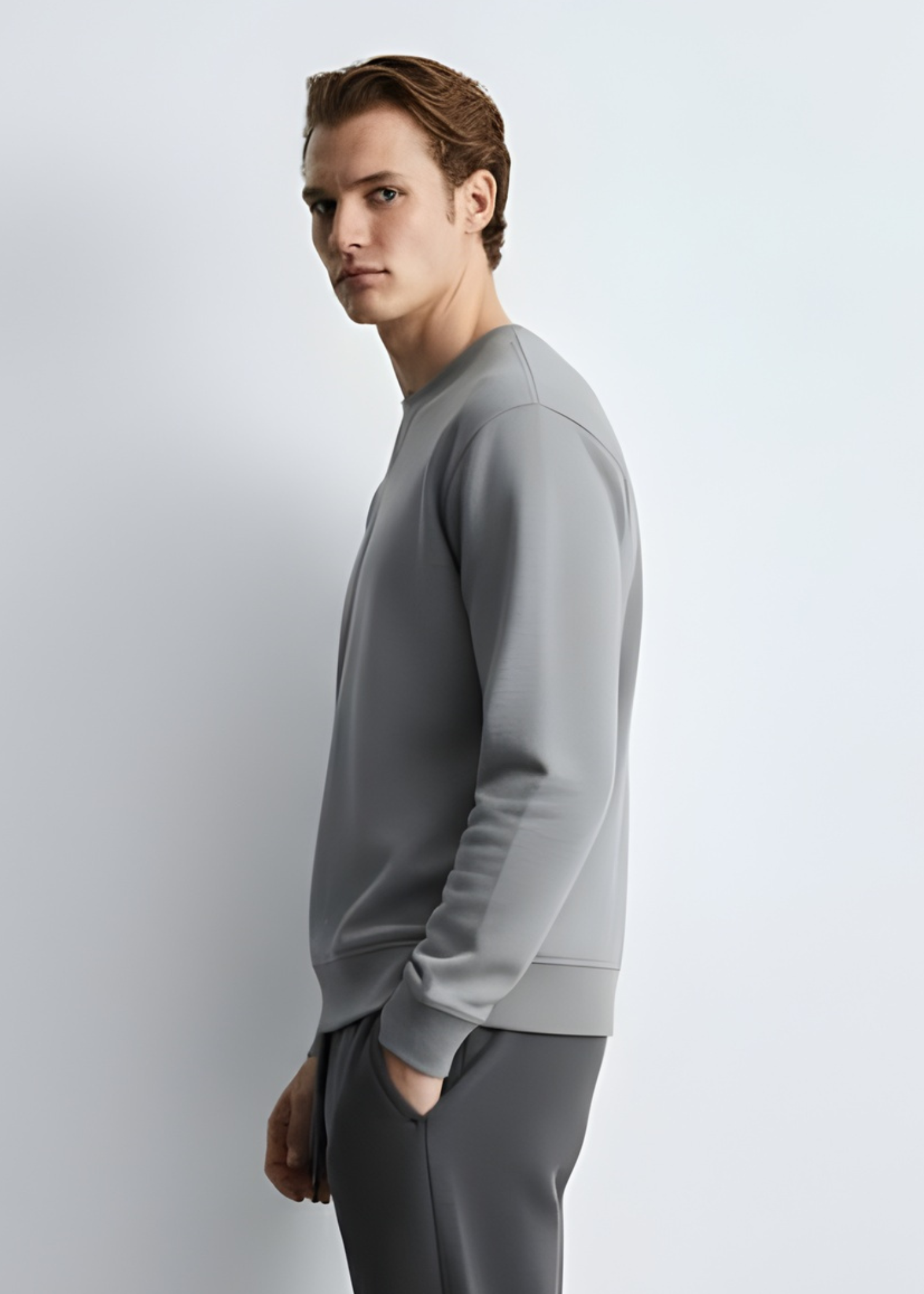 fleece Sweatshirt in Light grey by Ecowears.Pk