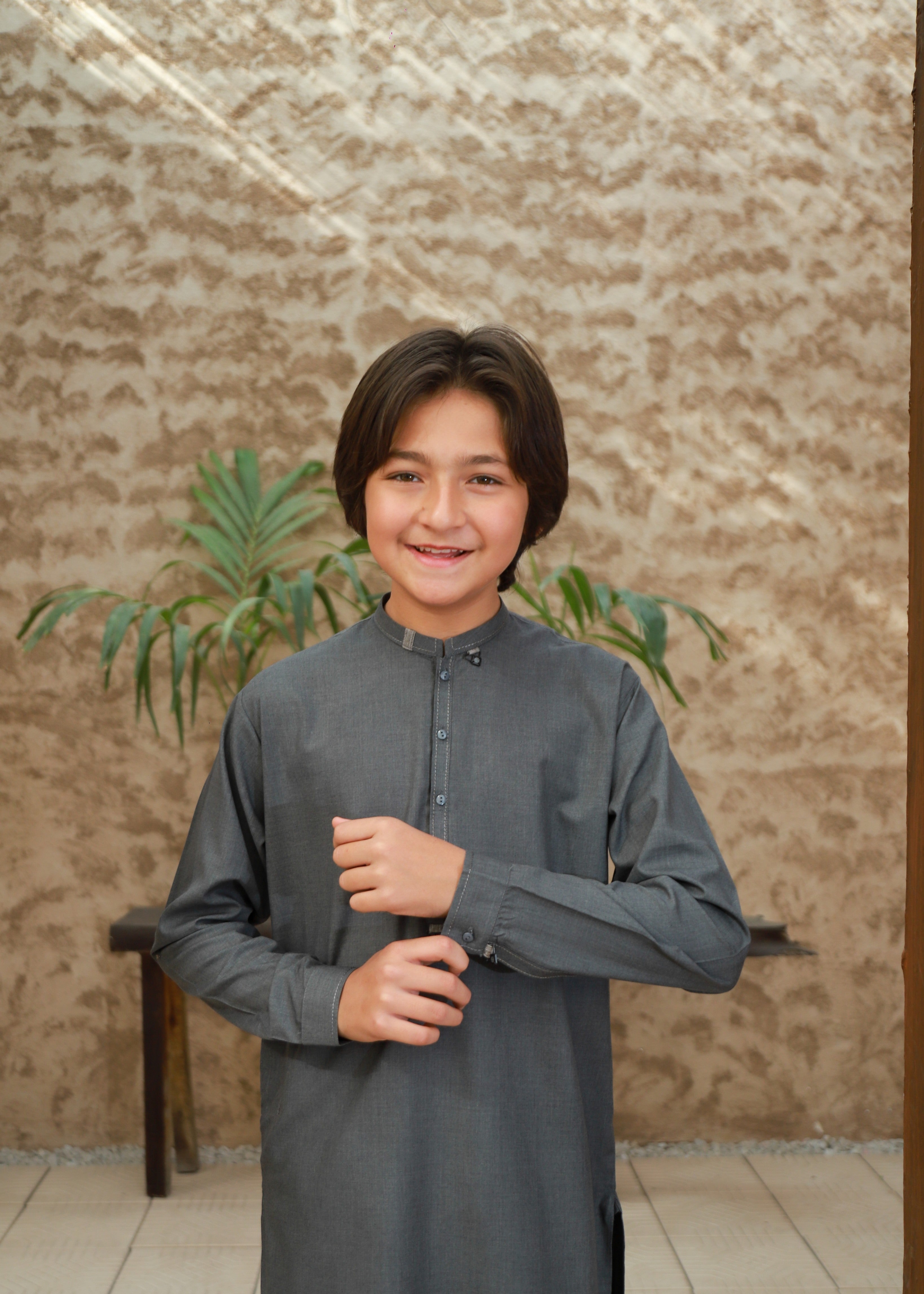 wash & wear Kurta Set in Slate grey