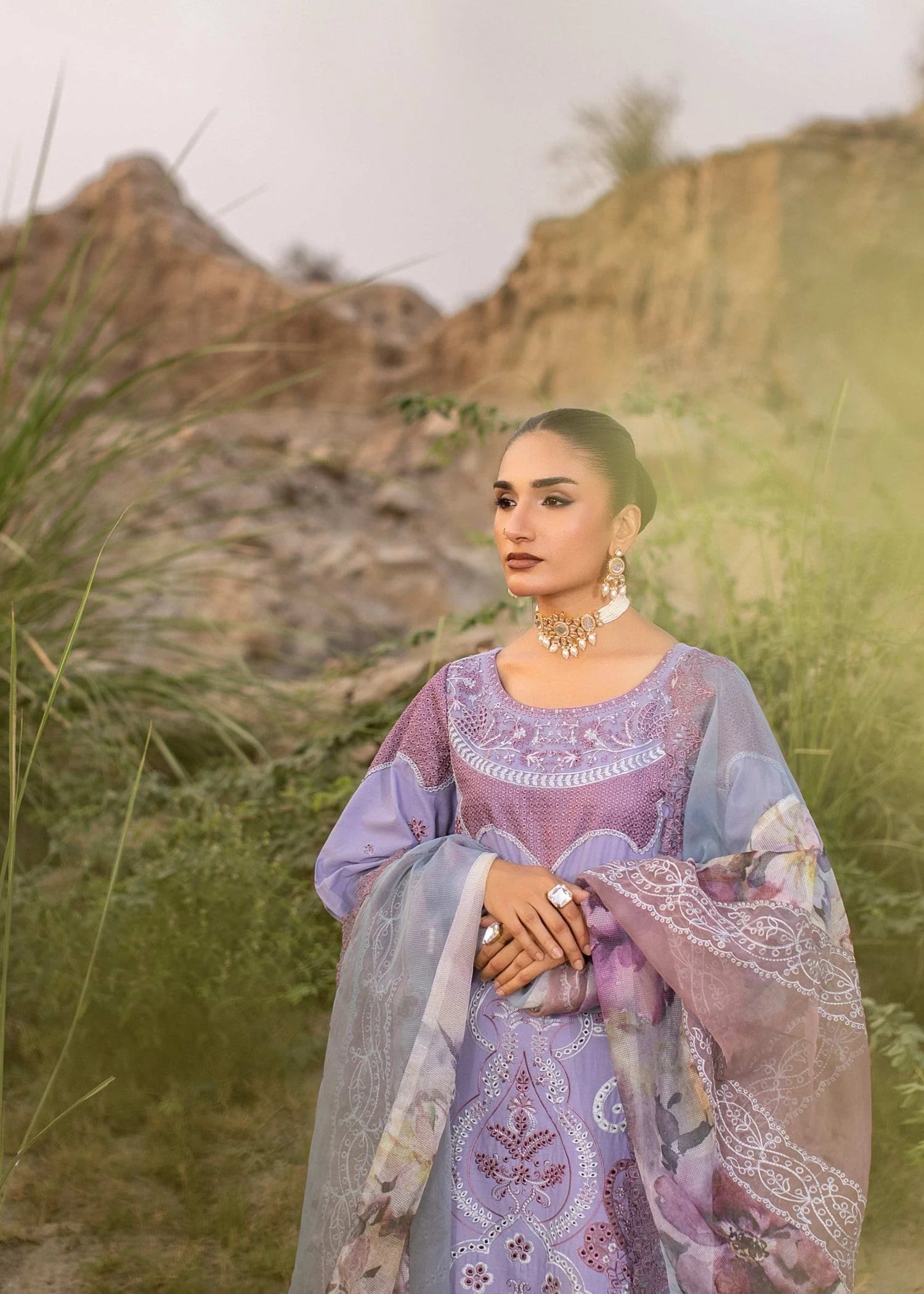 cotton Kurta Set in Lupine
