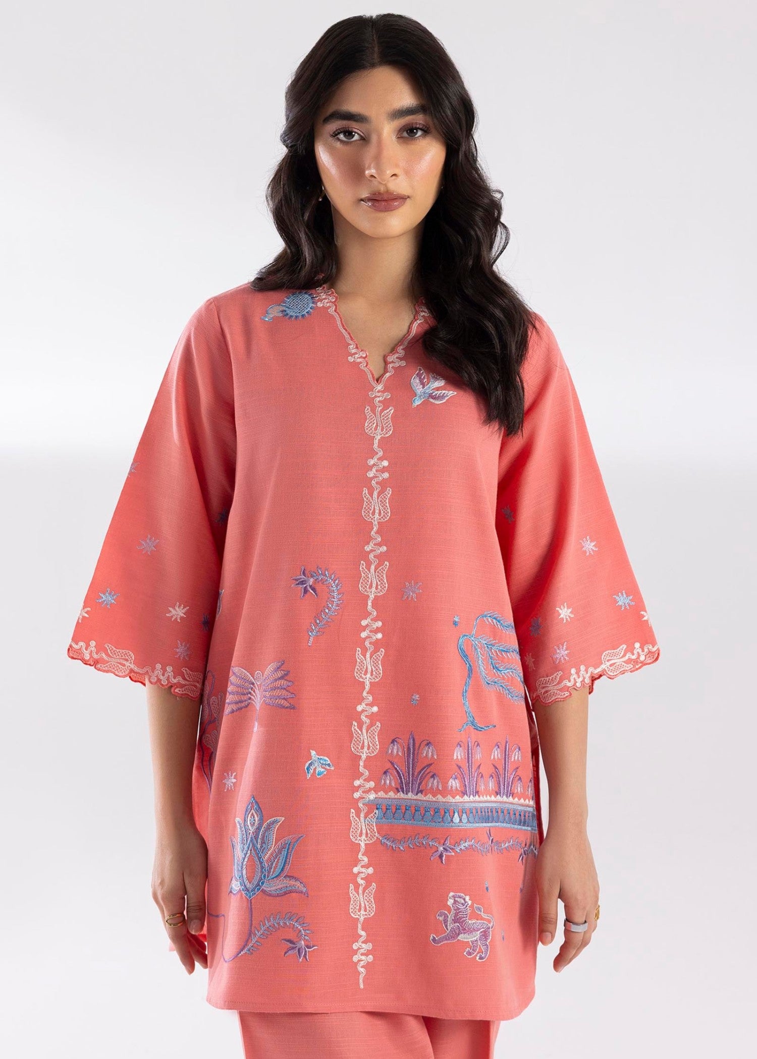 khaddar Co Ord Sets in Coral pink