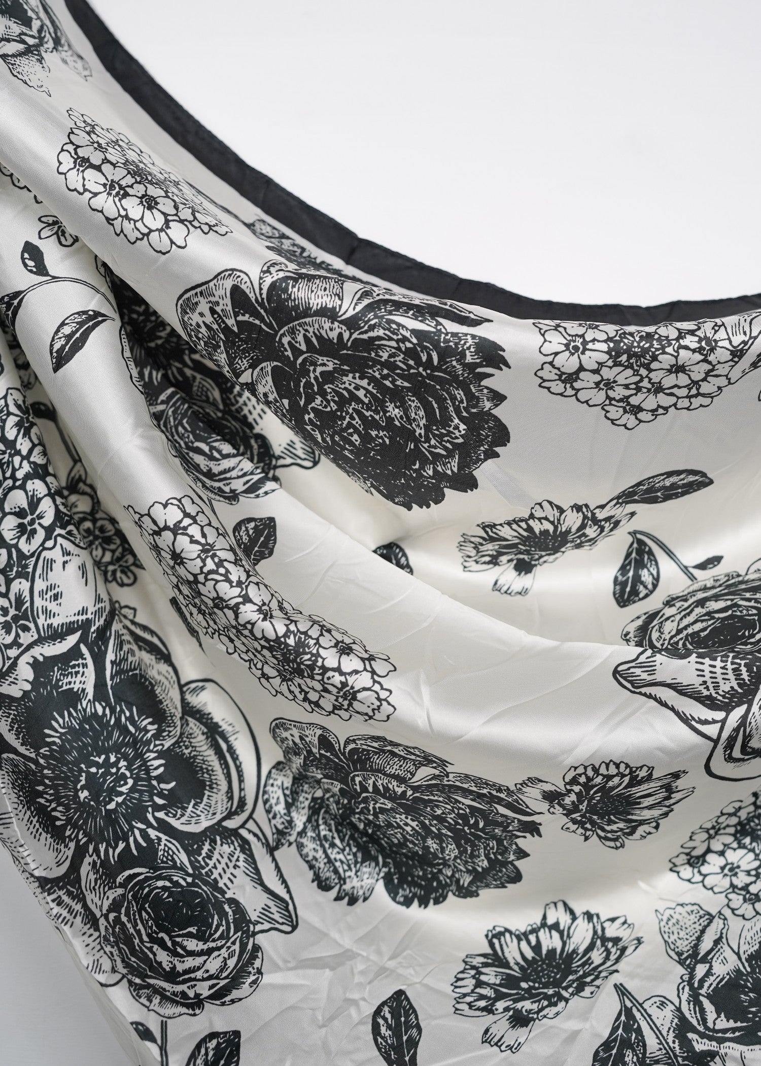 silk Hijab in White, black