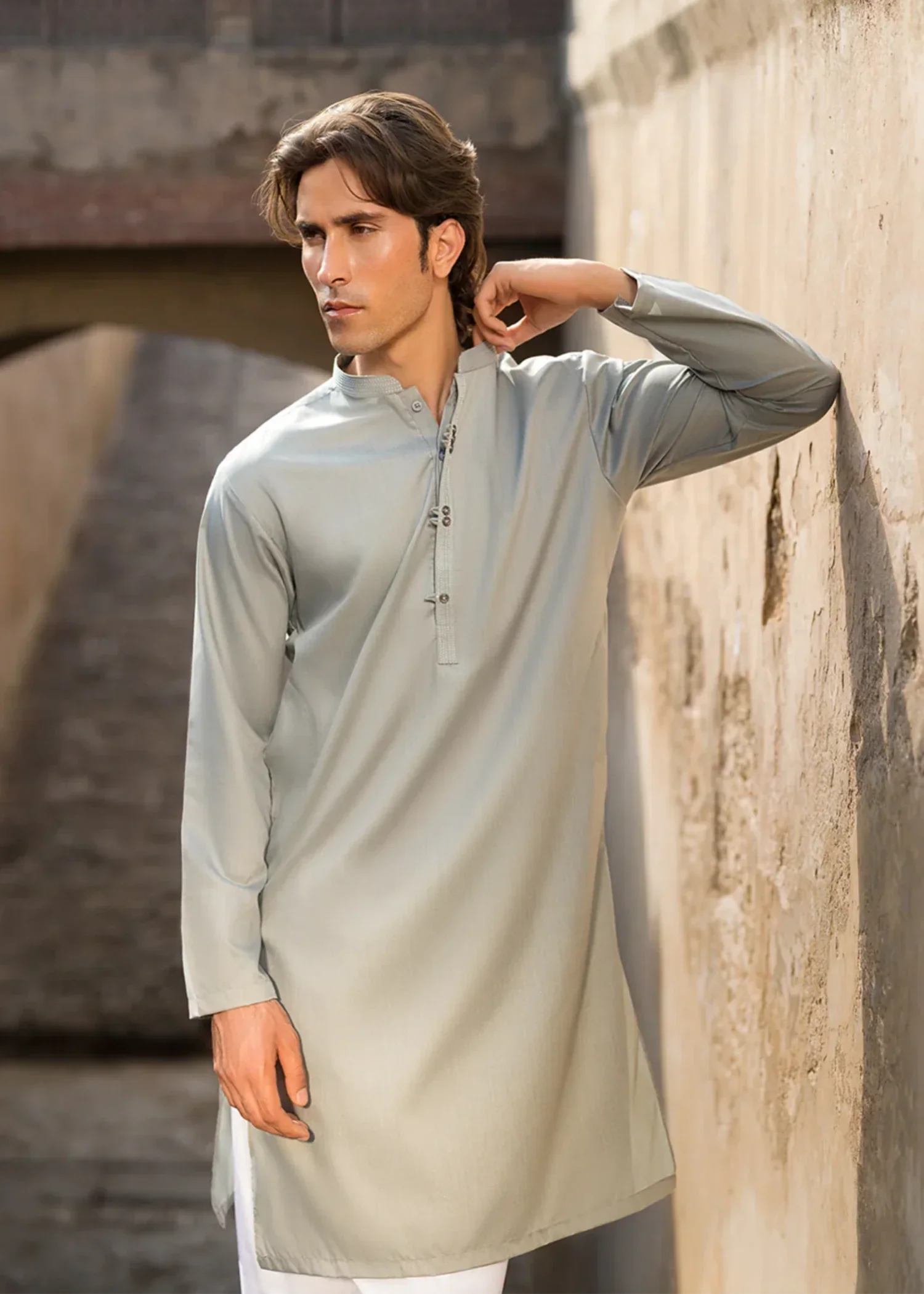 cotton Kurta in Ash grey