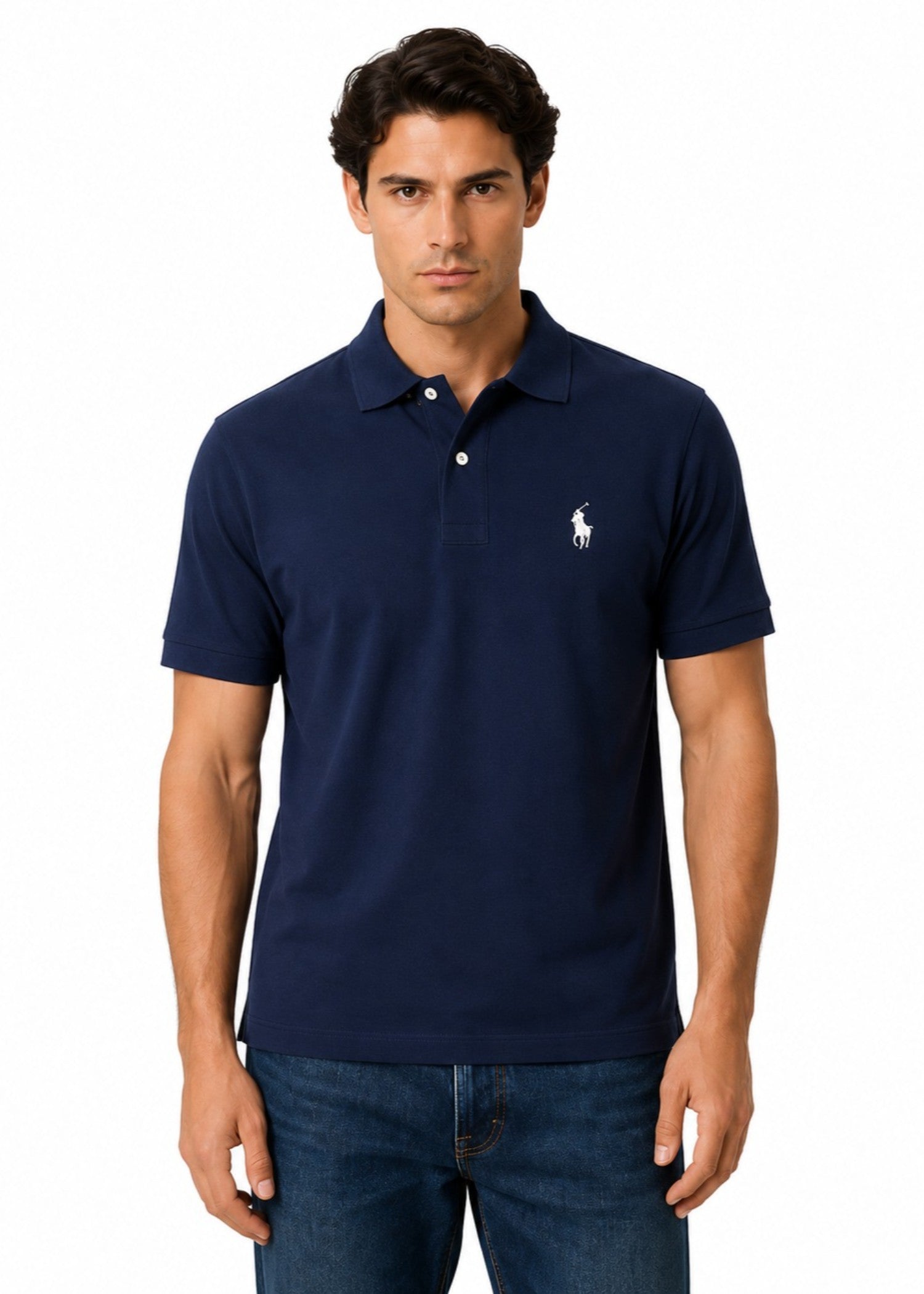 cotton jersey Polo Shirt in Navy blue