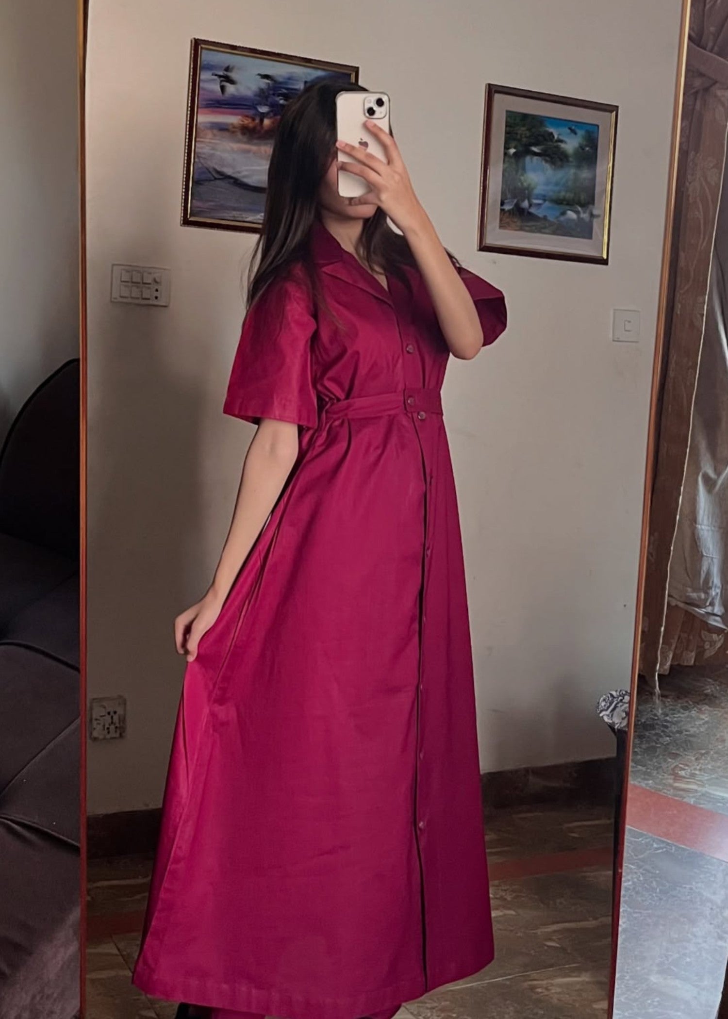 cotton Frock in Maroon