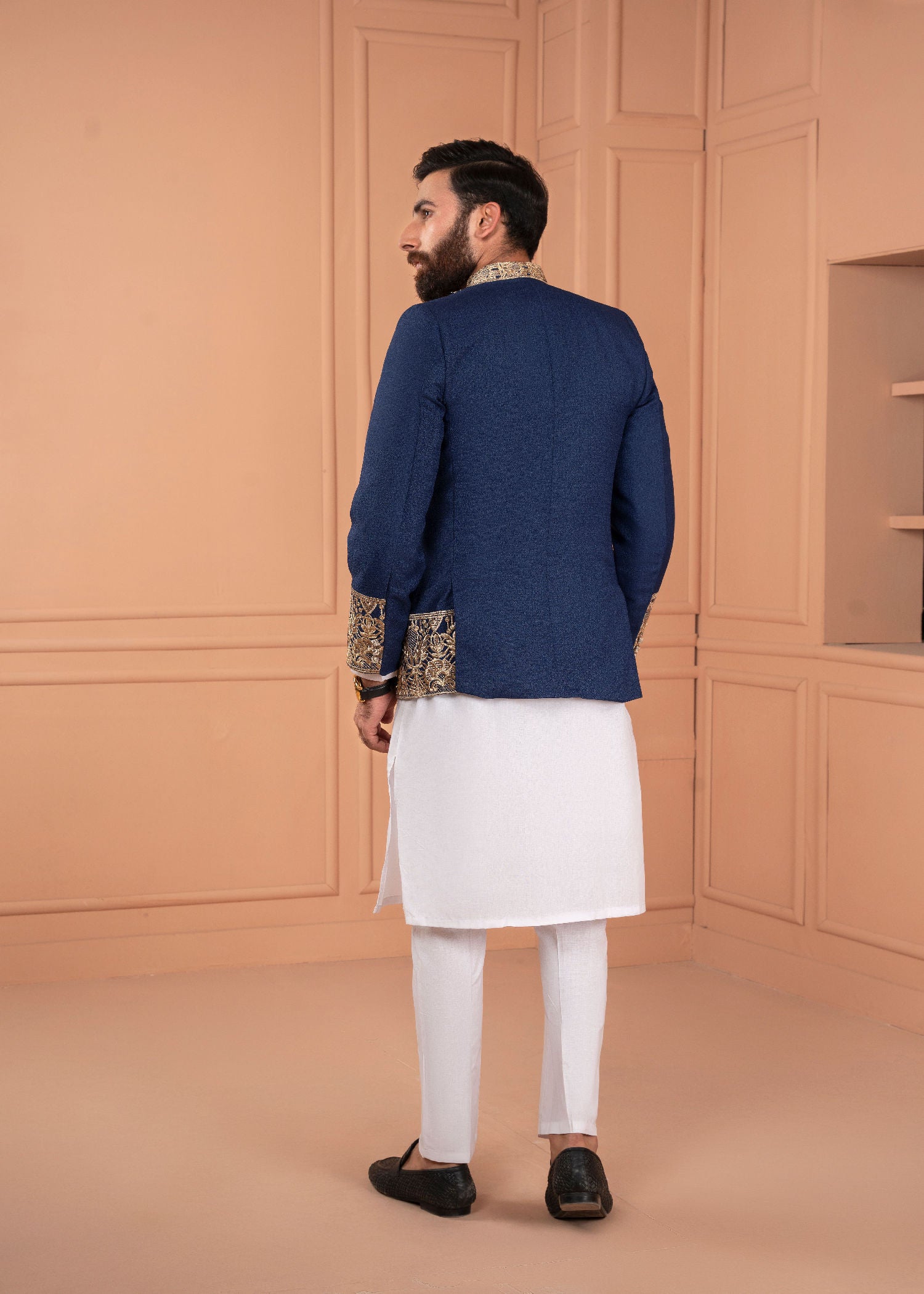 jamawar Prince Coat in Blue