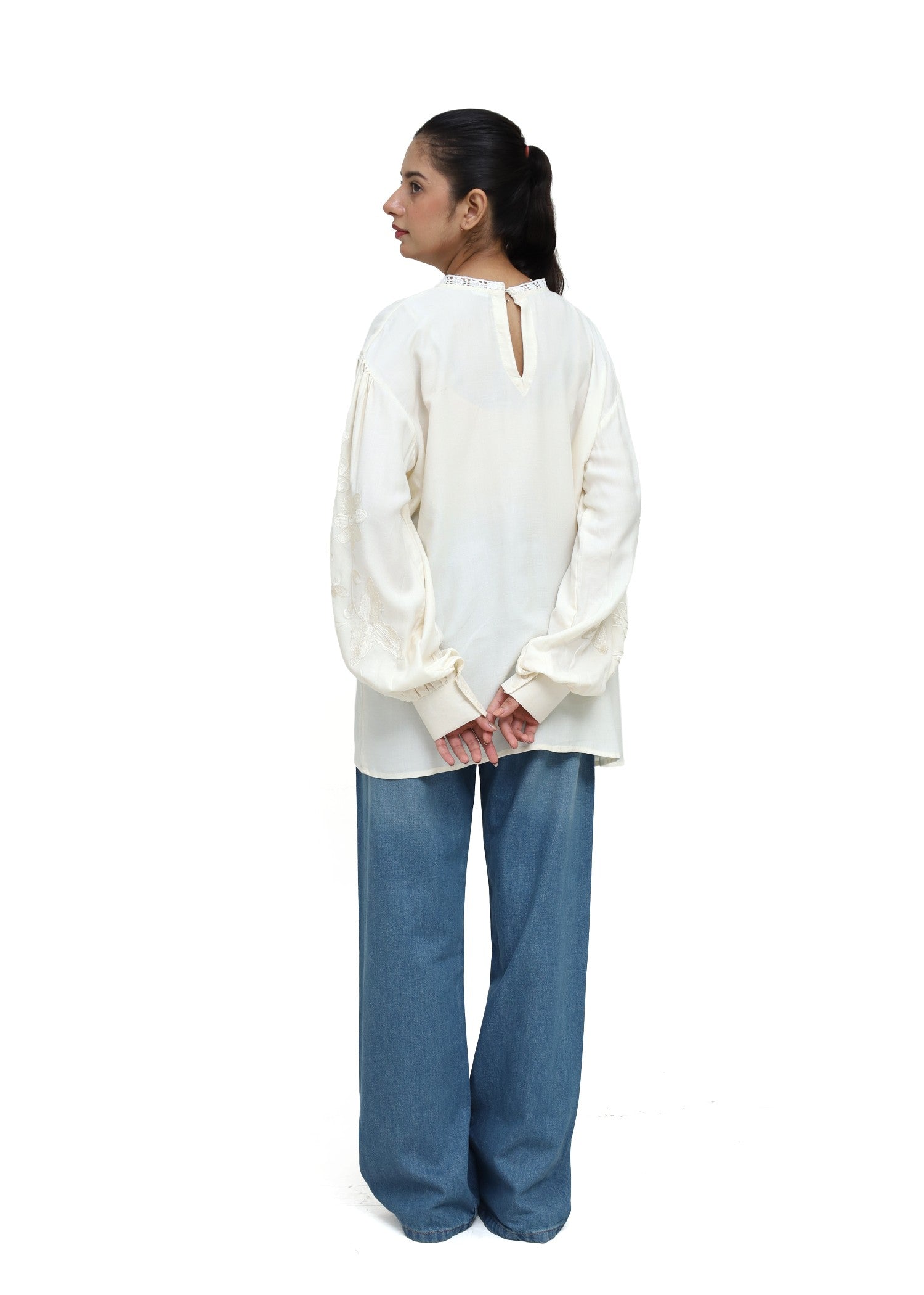 cotton linen Top in Ivory