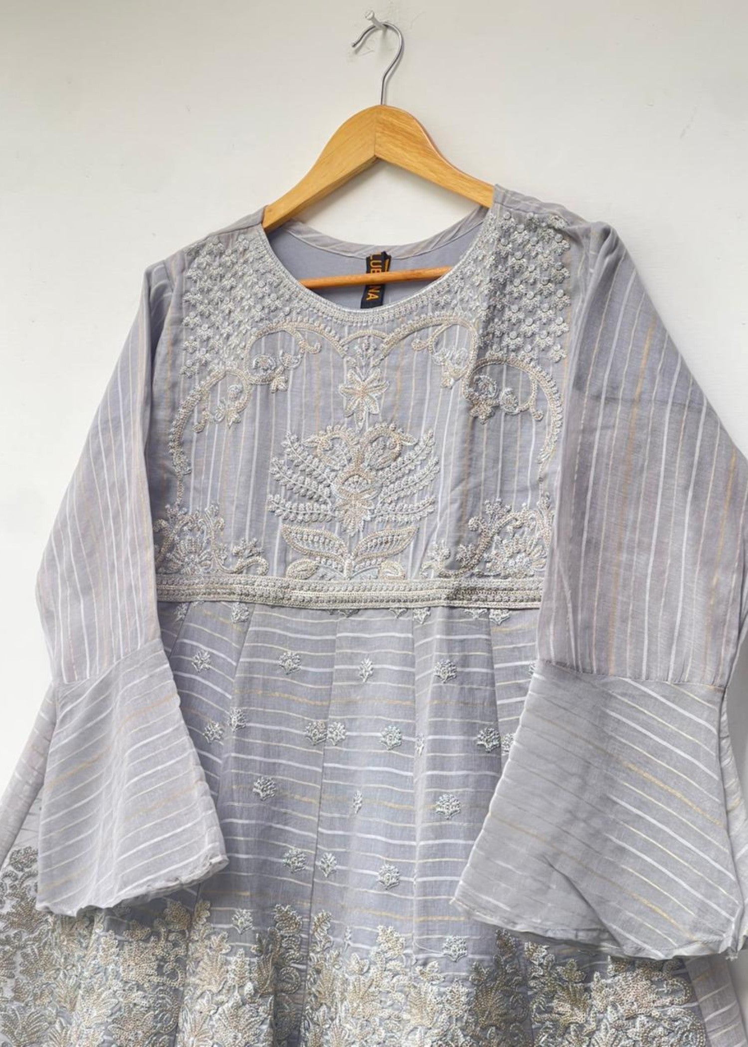 paper lawn Short Frock in Grey