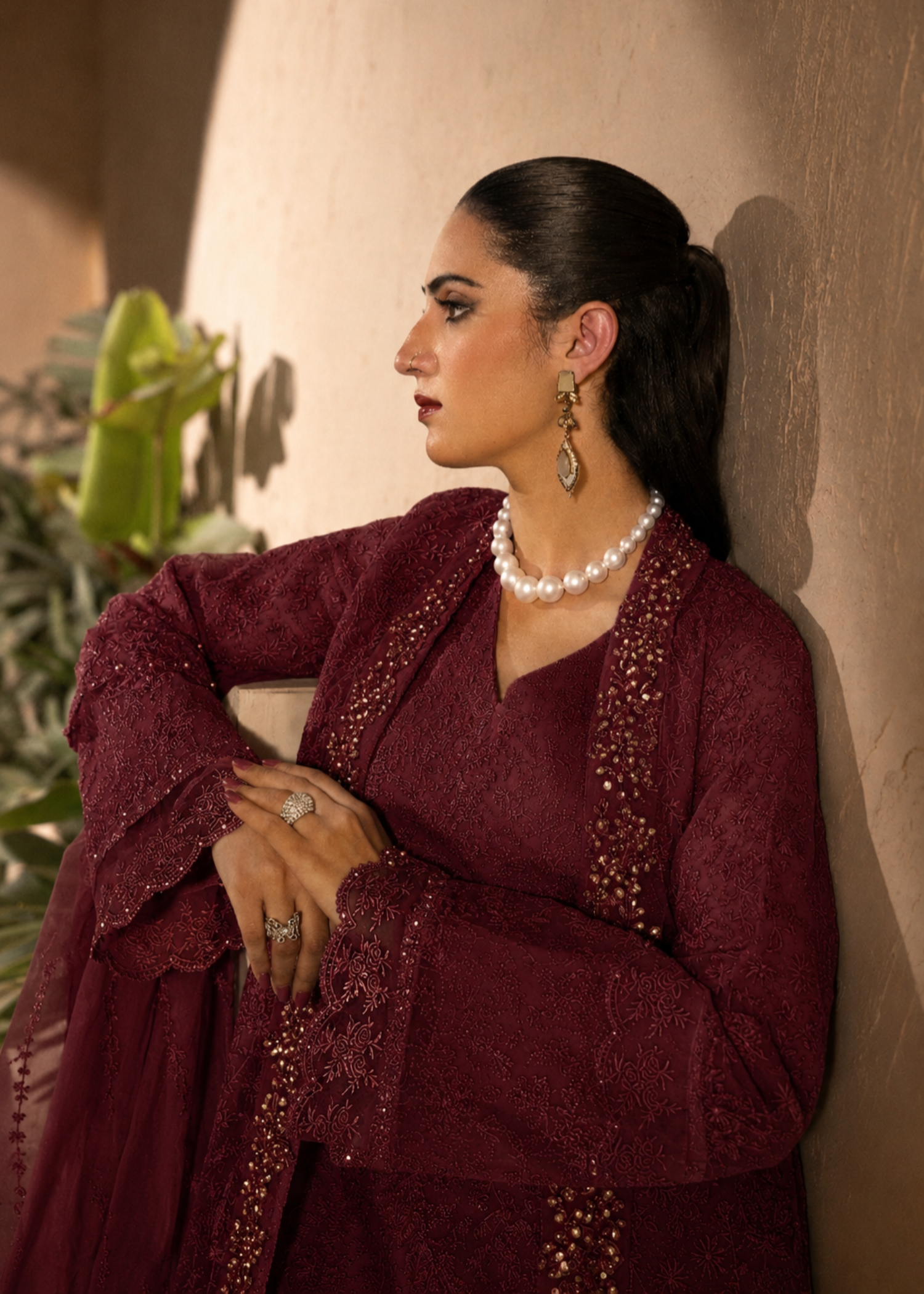 organza Gown in Maroon