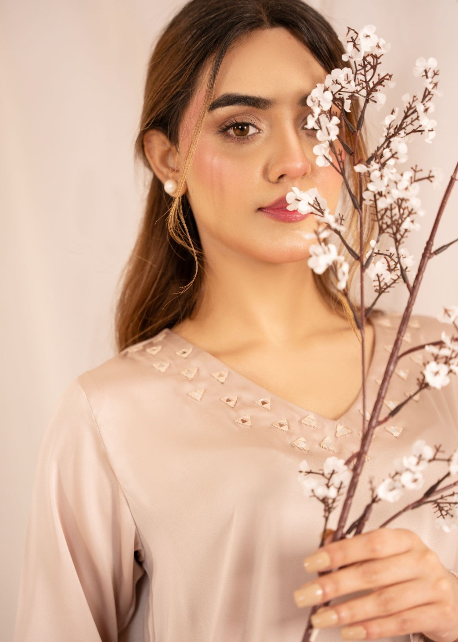 silk Kurta Set in Beige