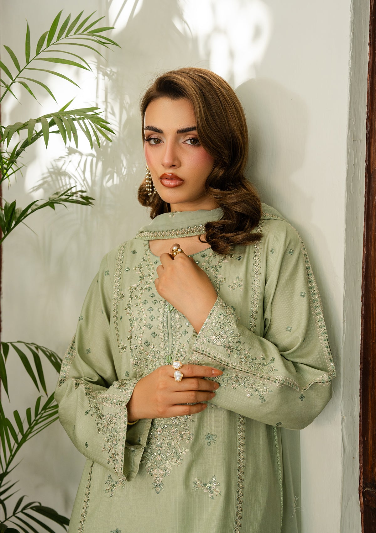 viscose Kurta Set in Pistachio green
