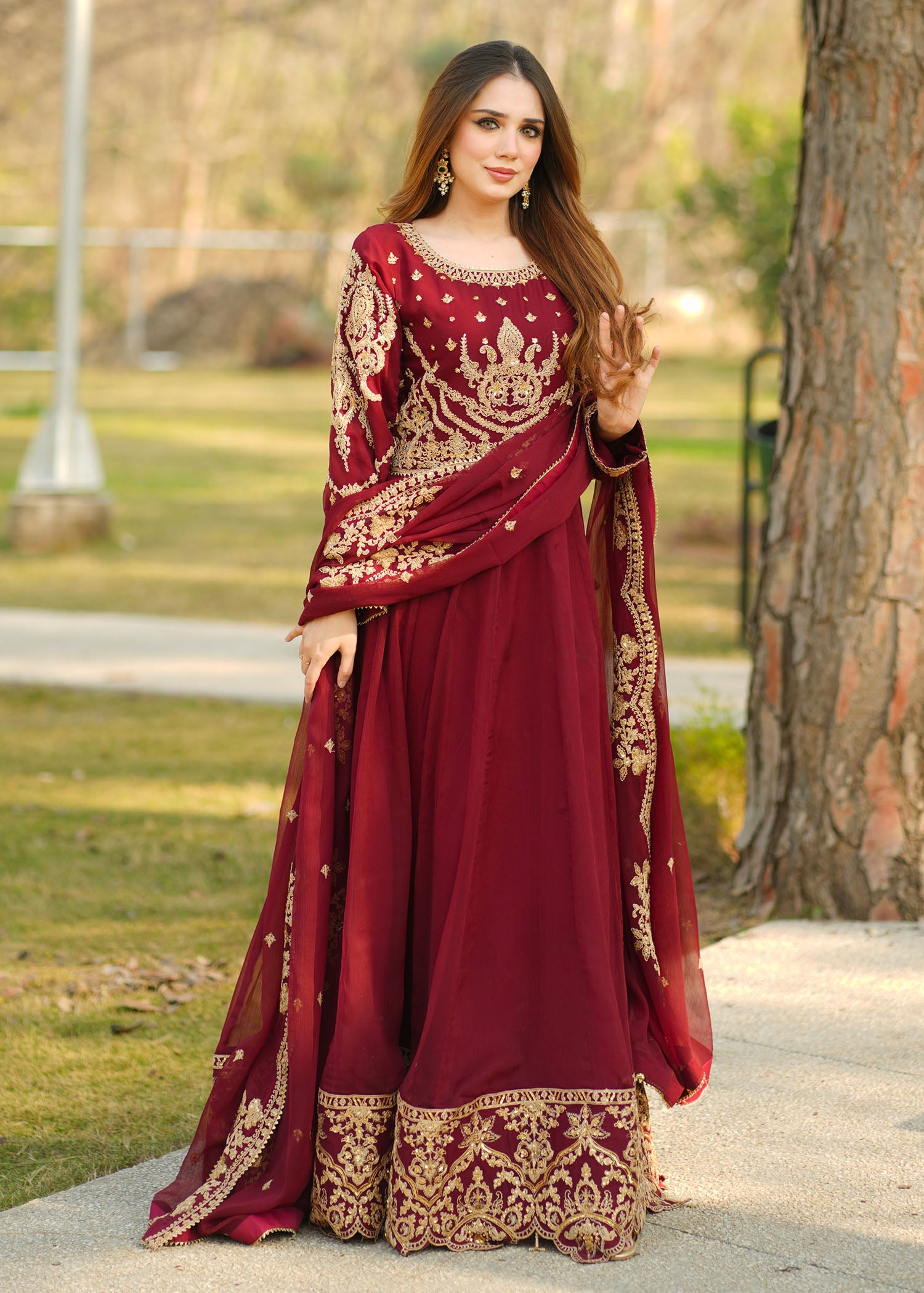 organza Maxi in Maroon