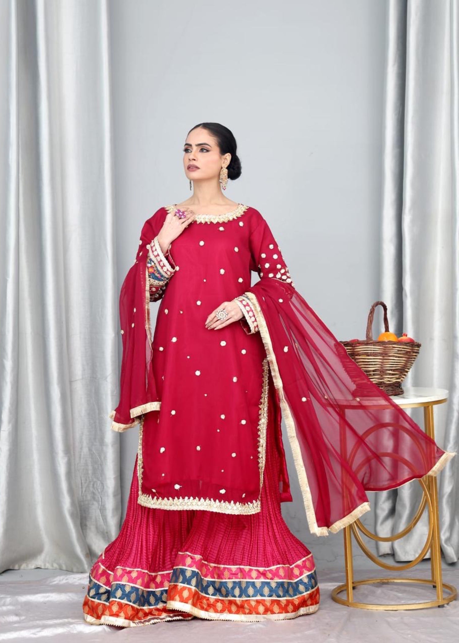 chiffon Sharara in Amaranth