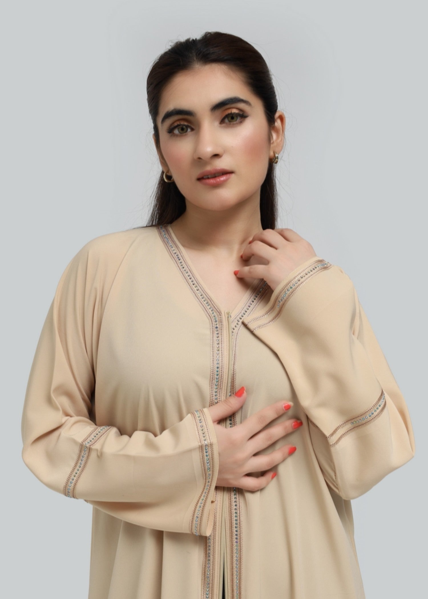 polyester Abaya in Wheat