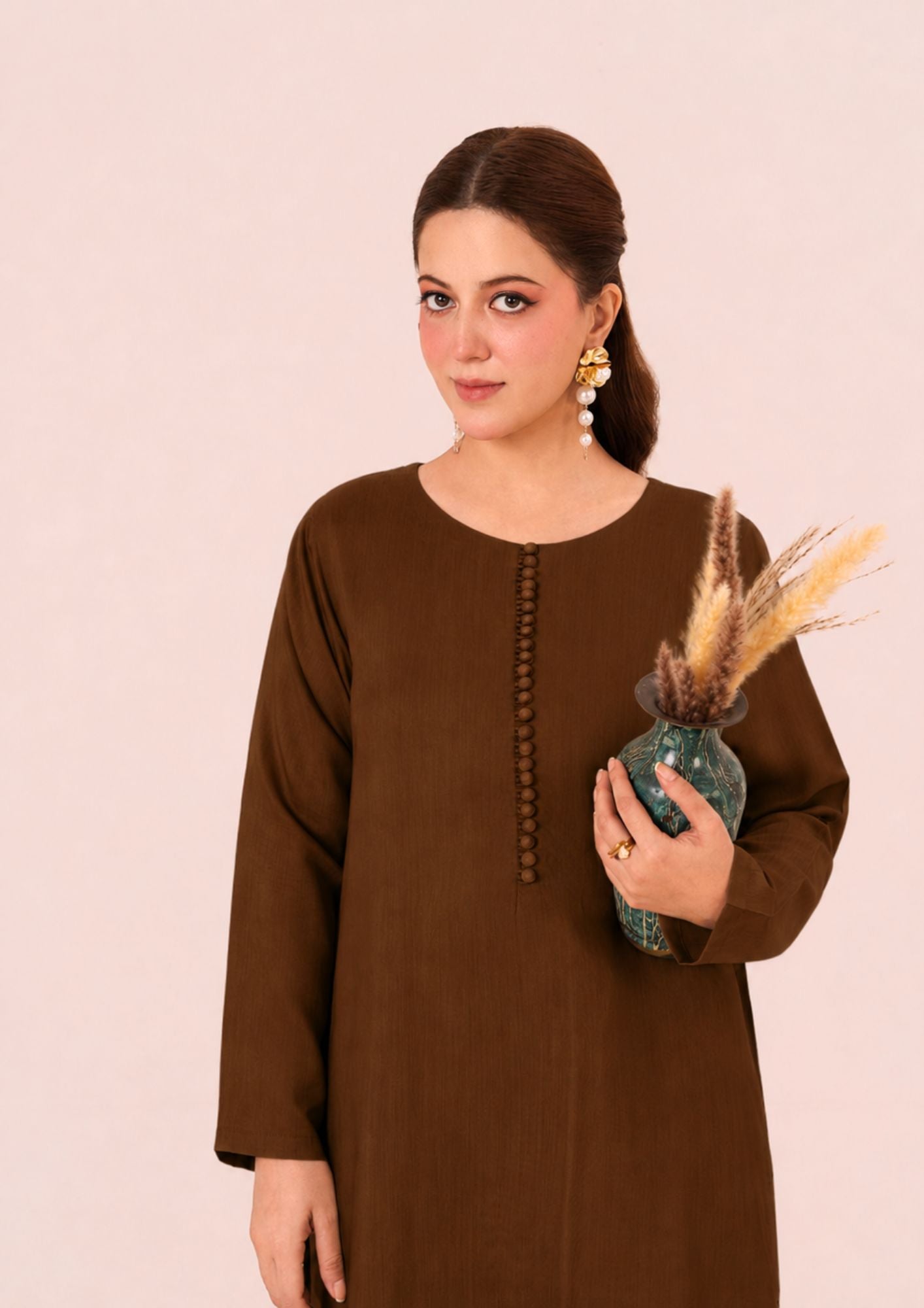 viscose Kurta Set in Chocolate brown