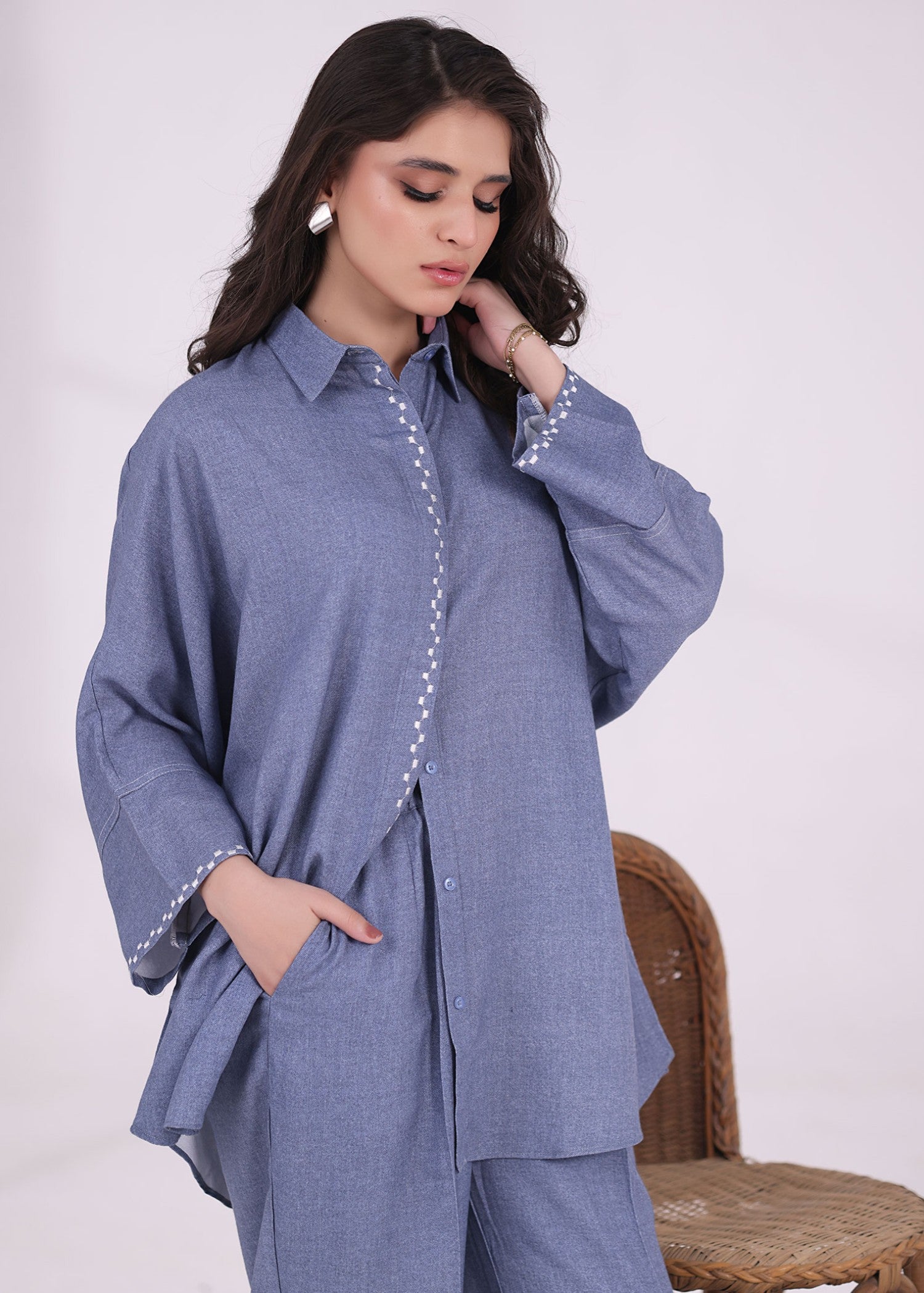 denim Co Ord Sets in Royal blue