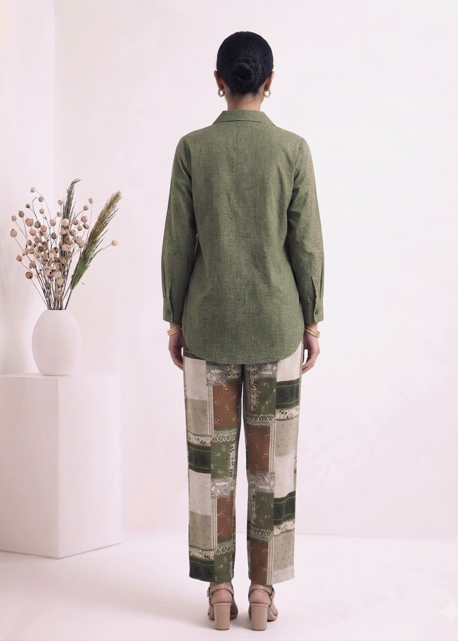 lawn cotton Co Ord Sets in Olive green