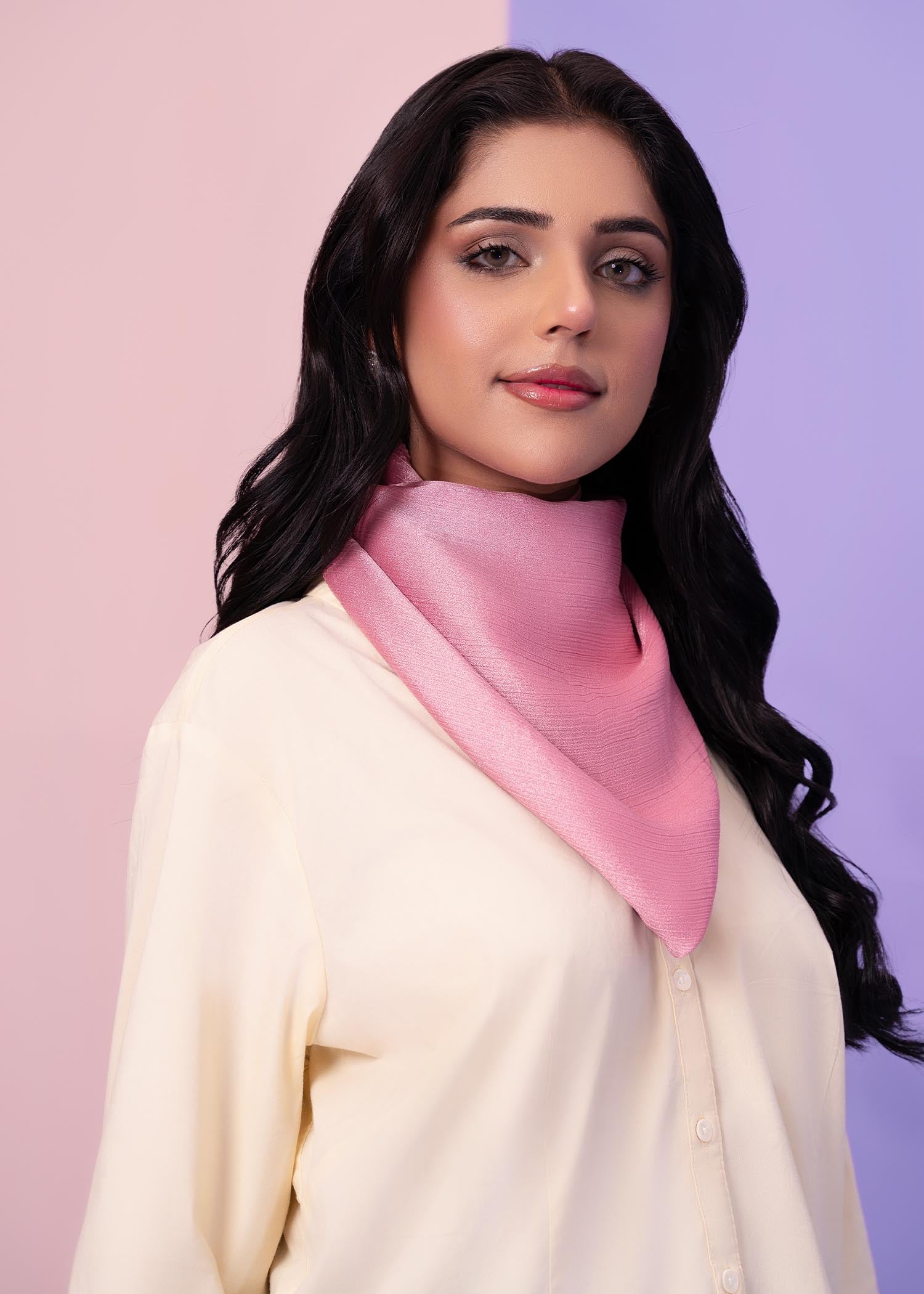 silk Hijab in Tea rose pink