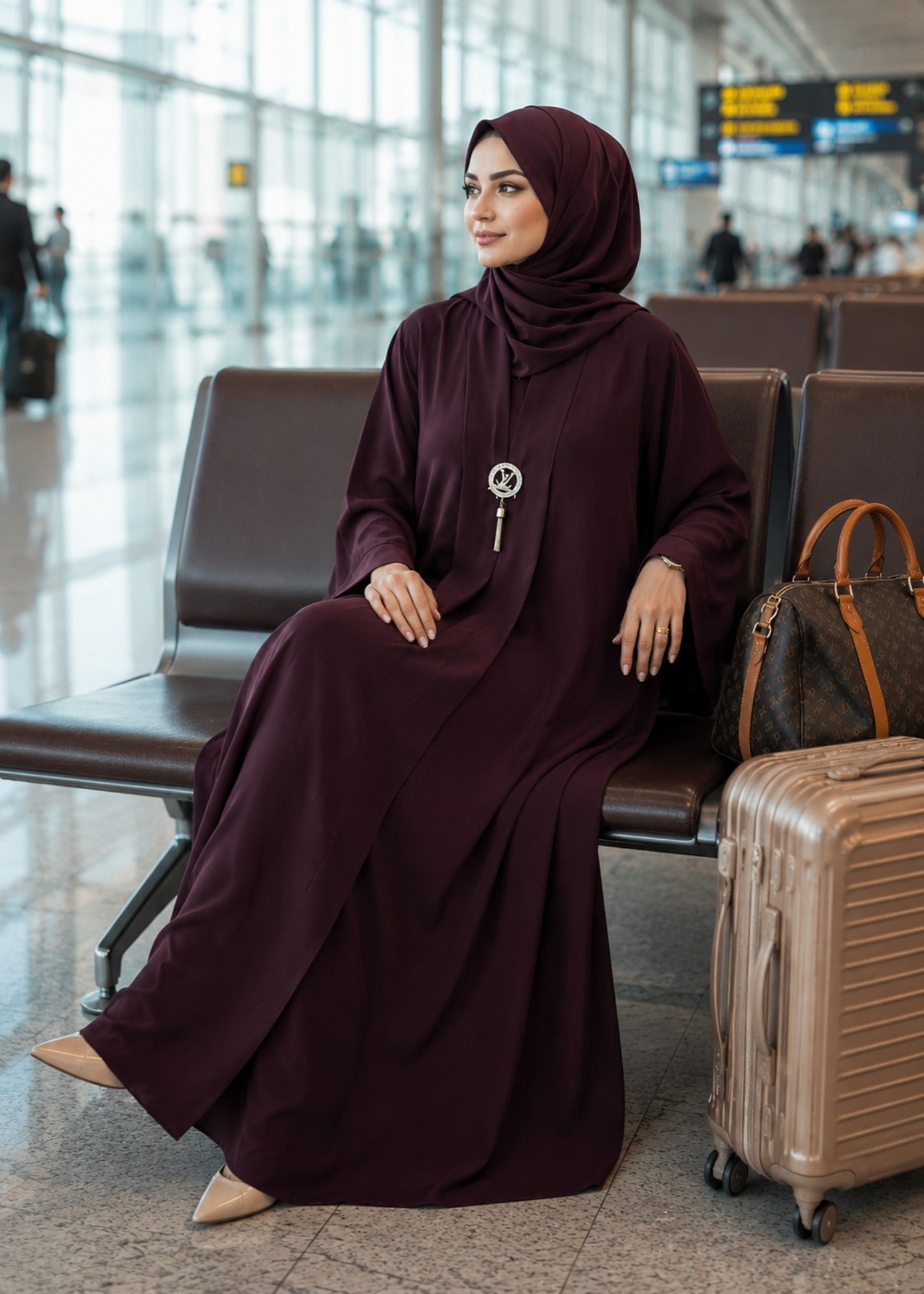 nidha Abaya in Burgundy