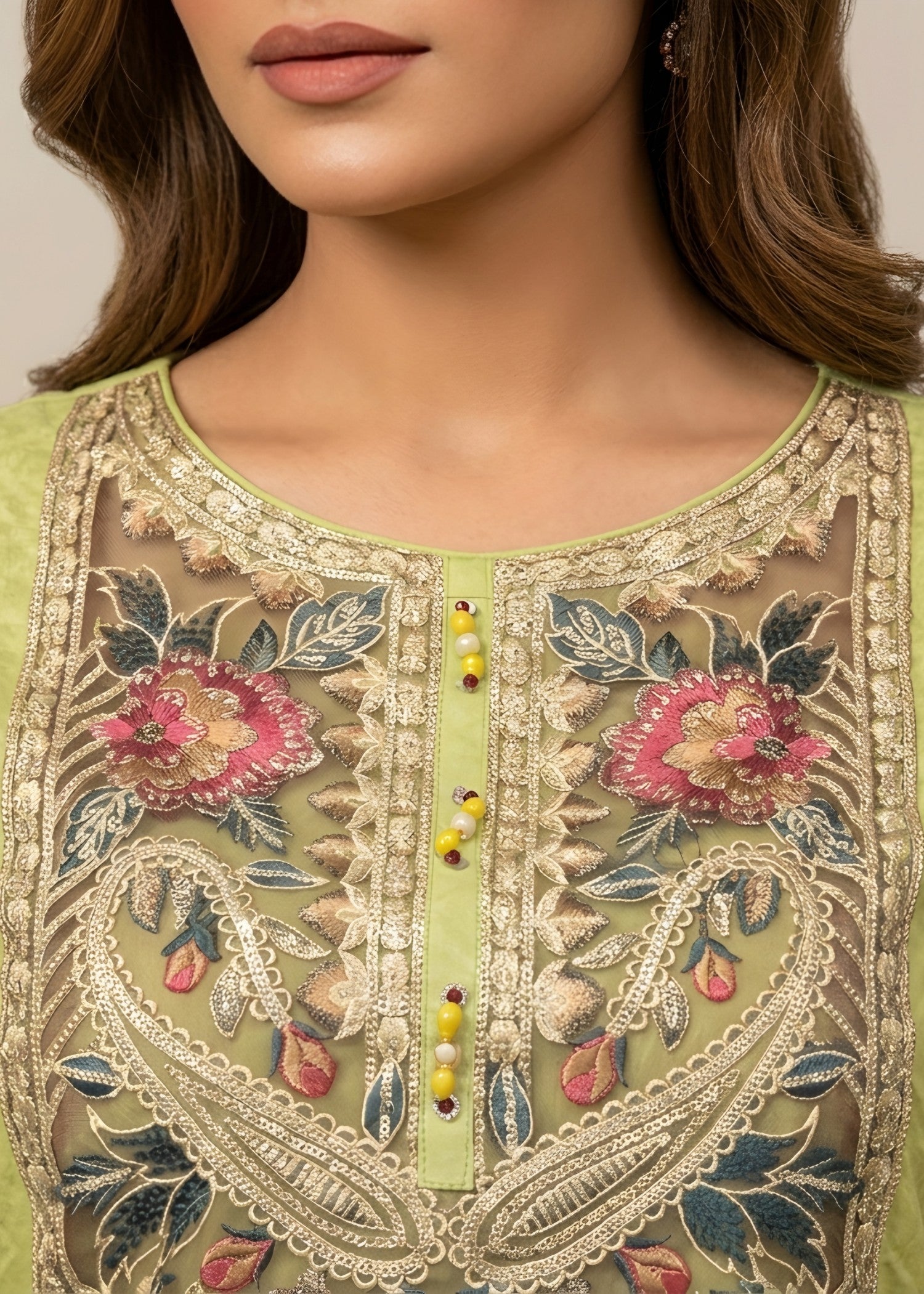 linen Kurta Set in Pear
