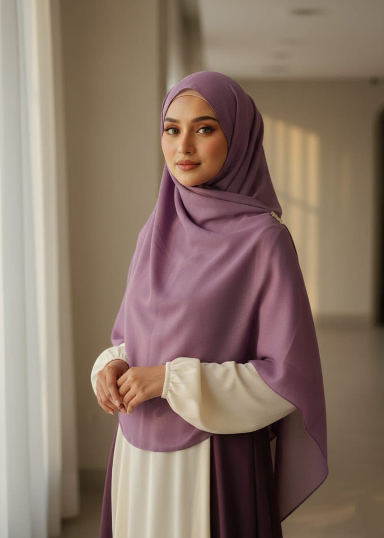 georgette Hijab in Heathered lilac