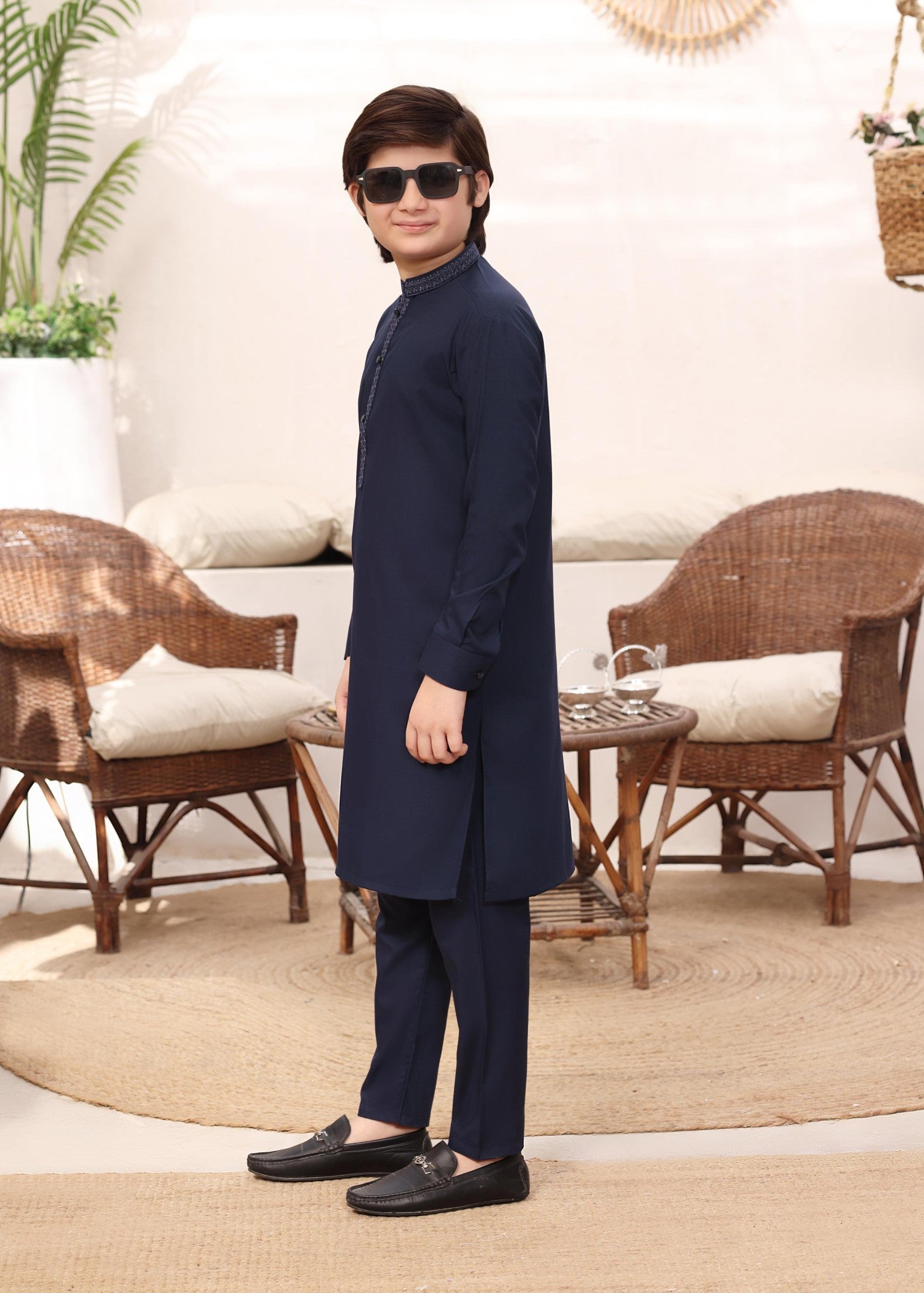 wash & wear Kurta Set in Navy blue