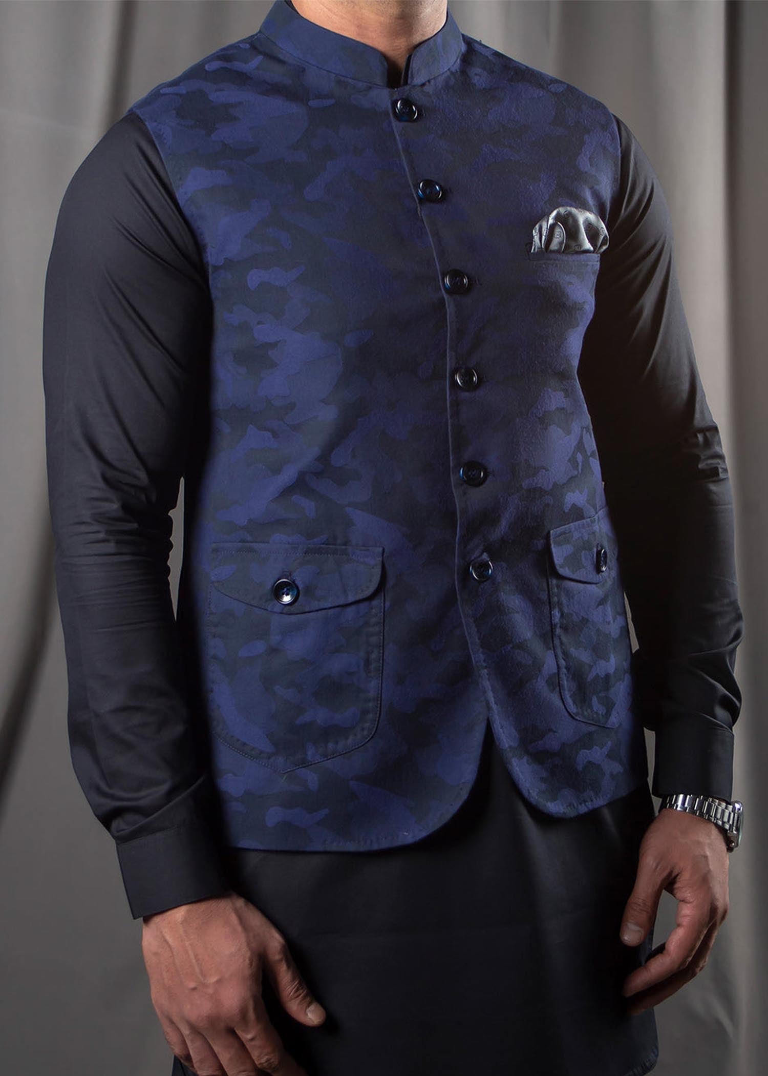cotton Waistcoat in Dark blue