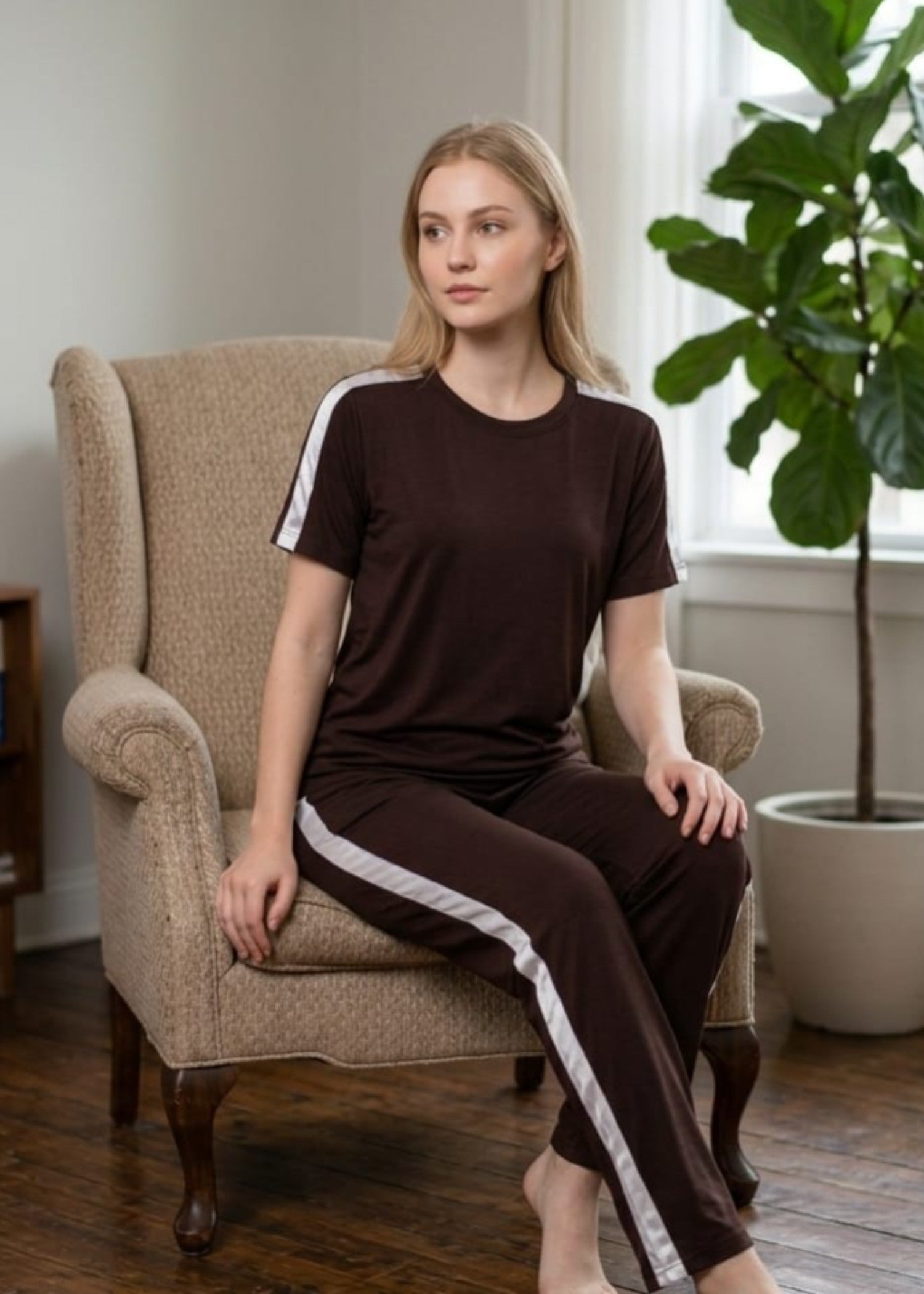 interlock knit Tracksuit in Dark brown