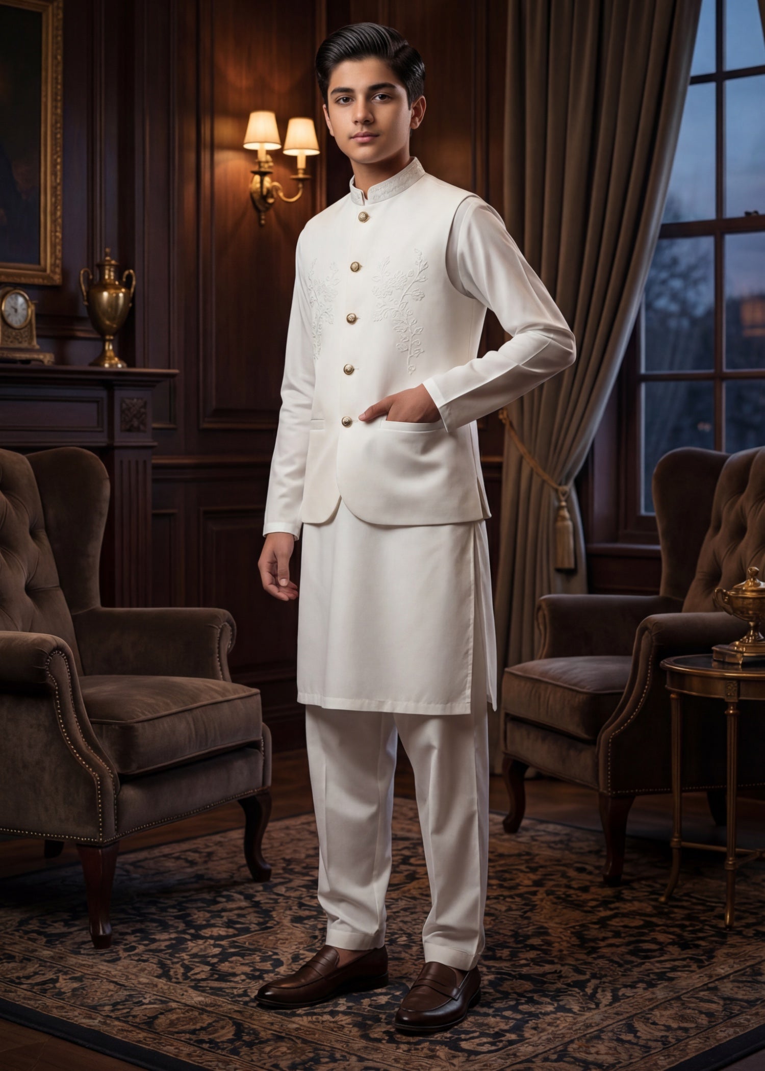wash & wear Waistcoat in White