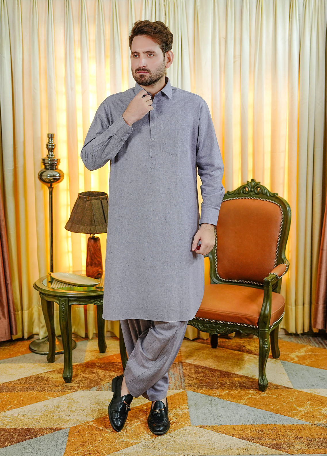 wool viscose Shalwar Kameez in Lilac