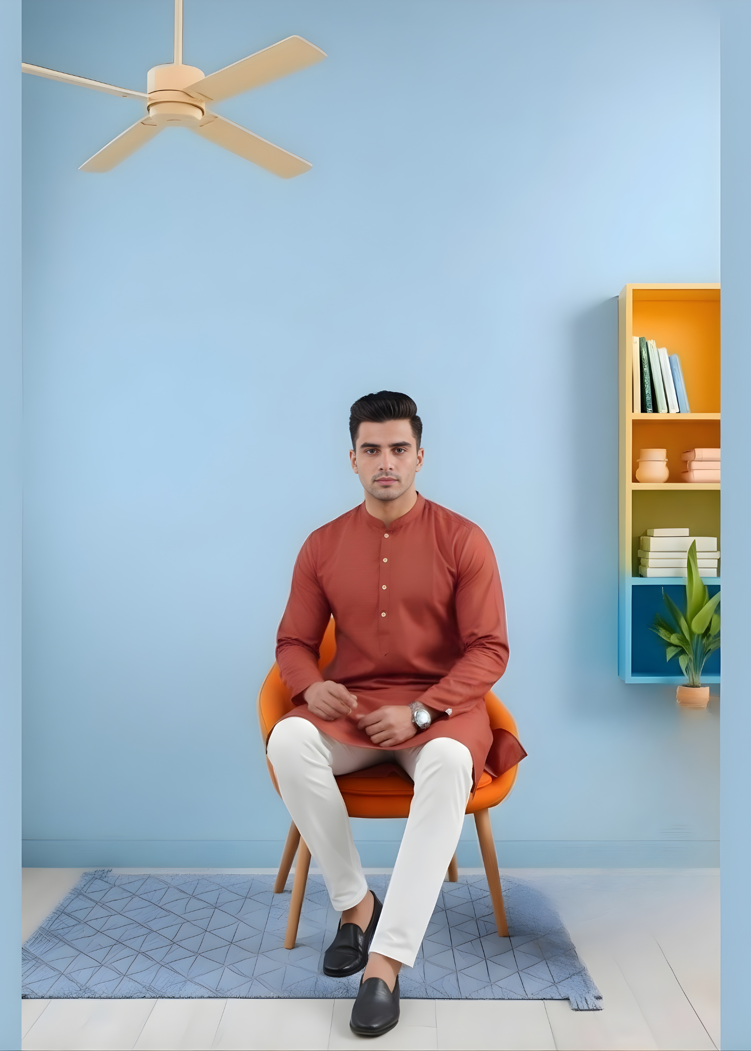 cotton linen Kurta in Rust orange