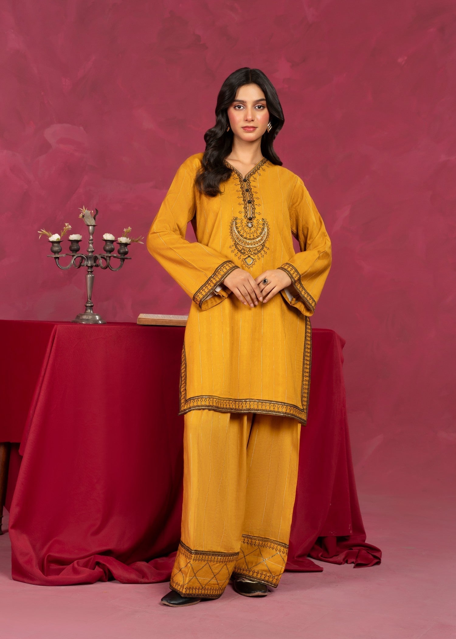 viscose Kurta Set in Mustard