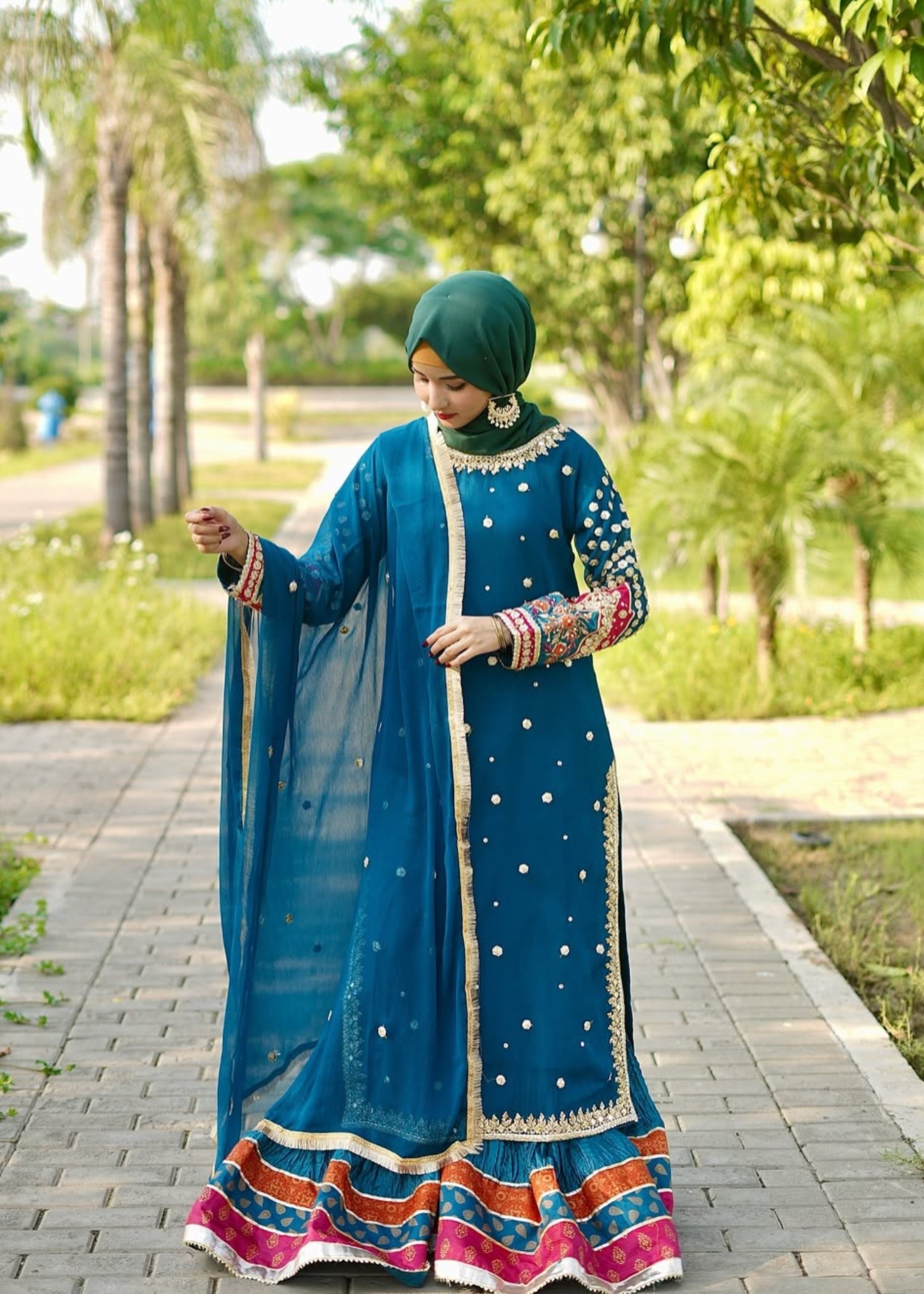chiffon Sharara in Teal