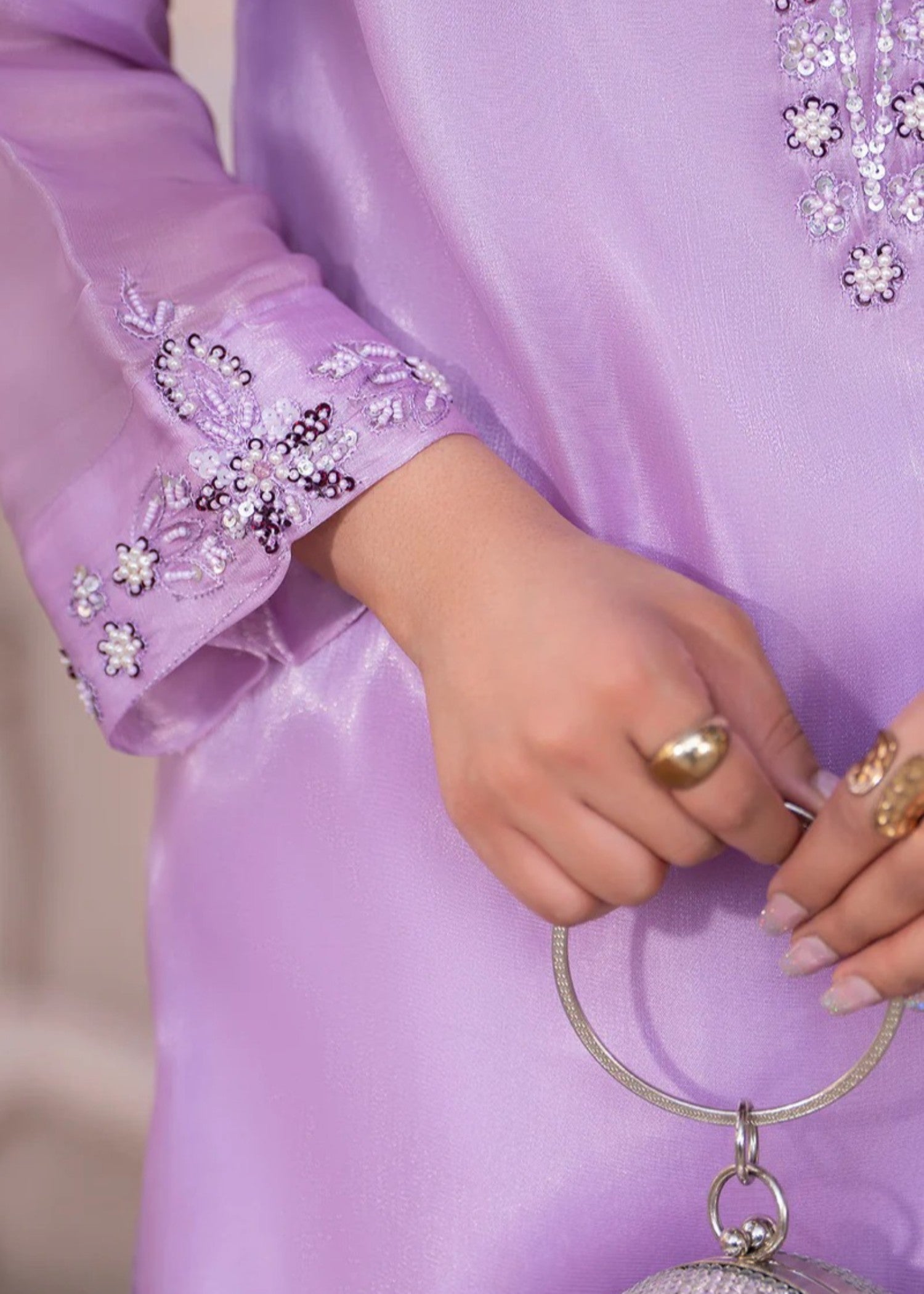 silk Kurta Set in Lavender mist