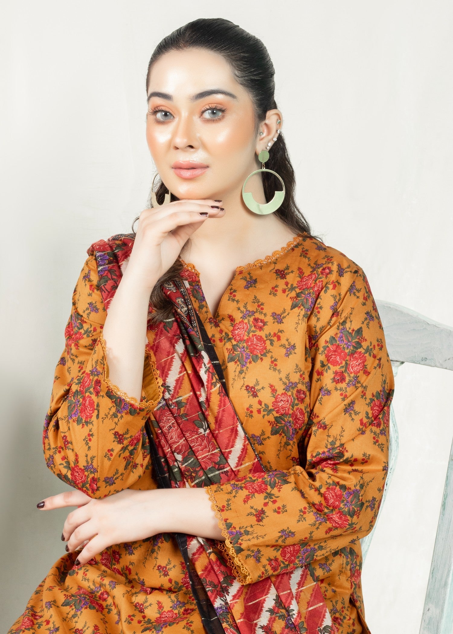 lawn Kurta Set in Goldenrod