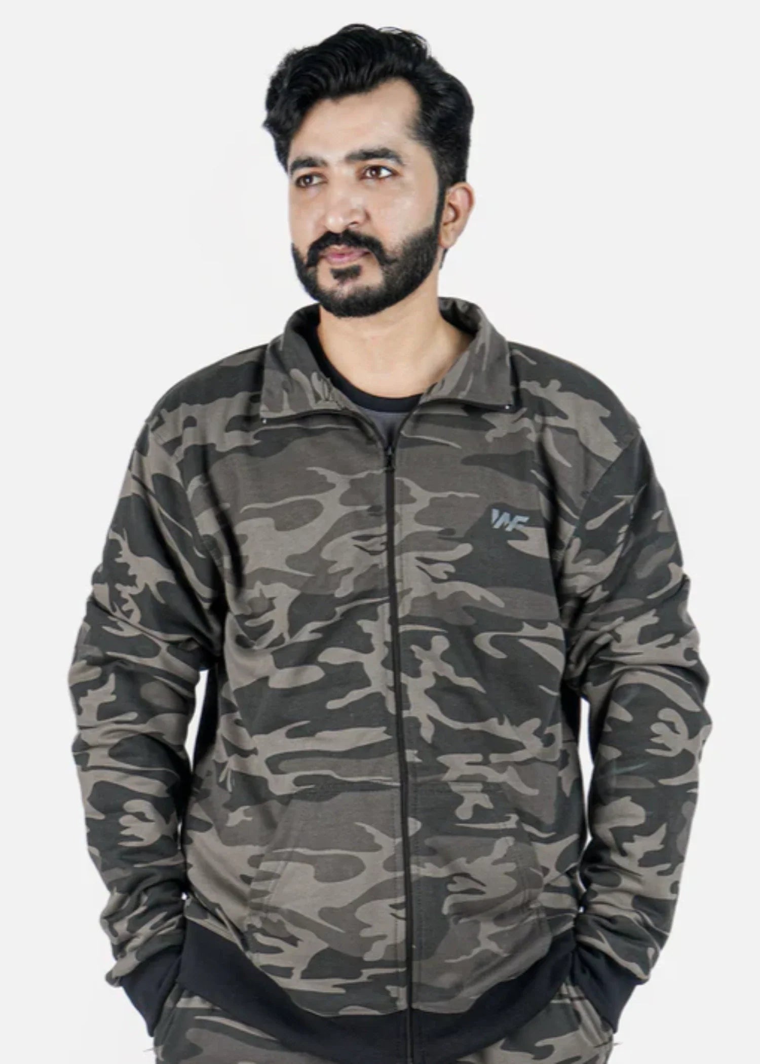 fleece Jacket in Charcoal black