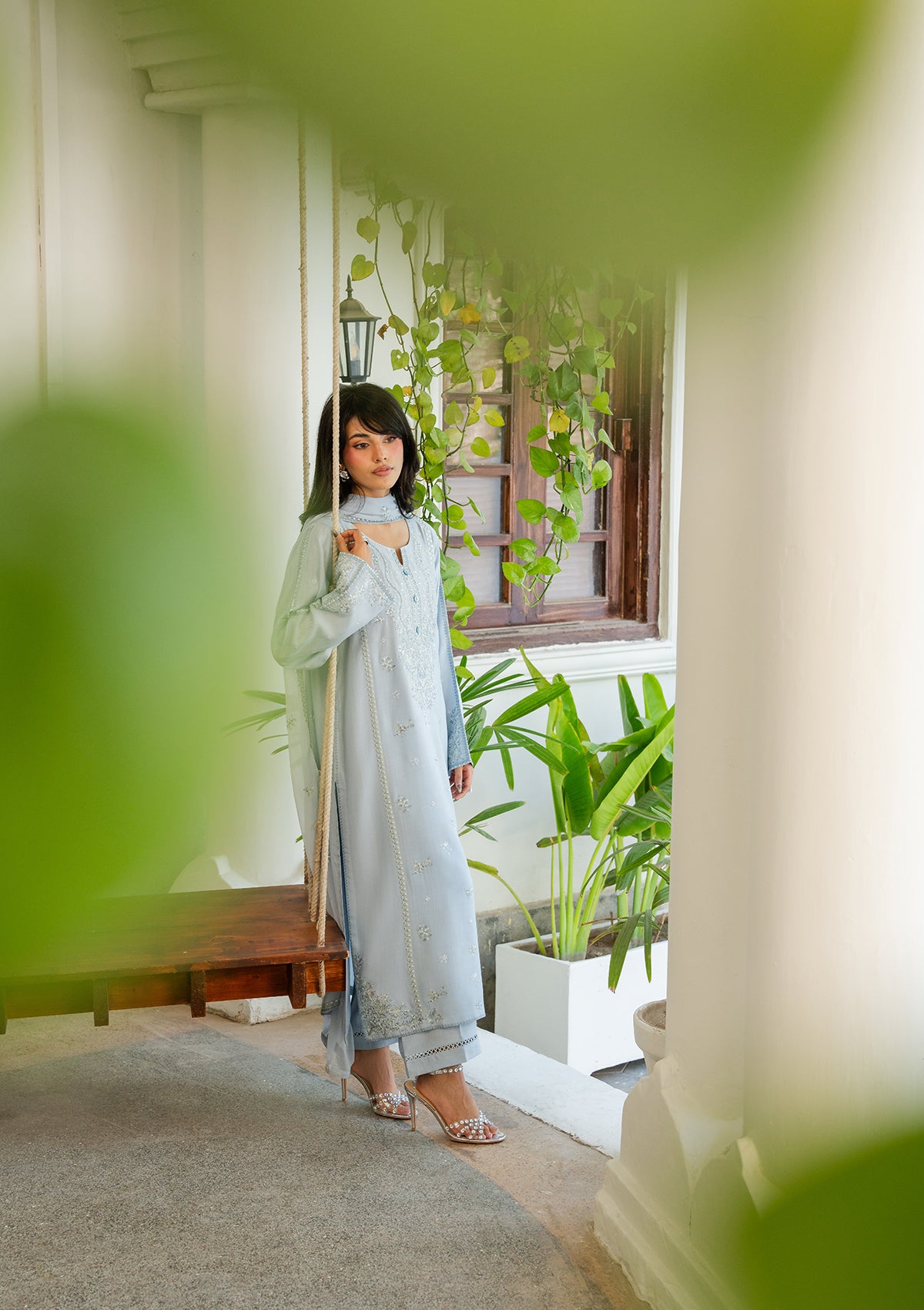 viscose Kurta Set in Sky
