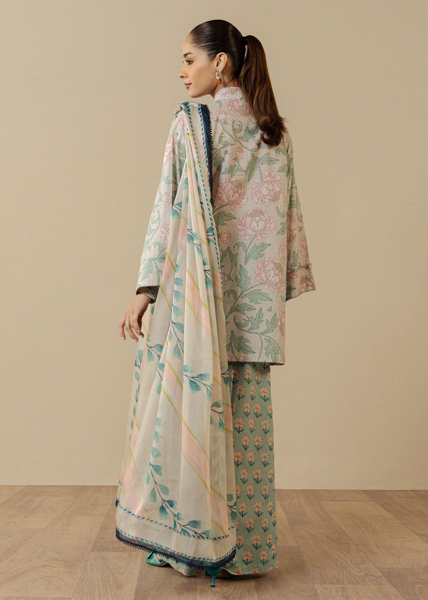 lawn Unstitched in Blush pink, mint green