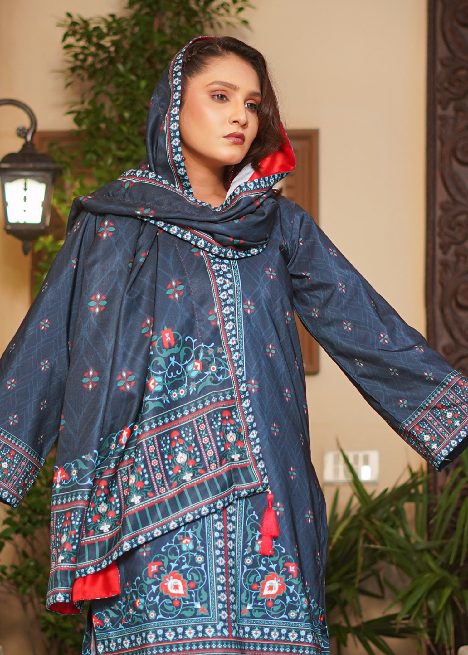 slub khaddar Kurta Set in Midnight blue, slate blue