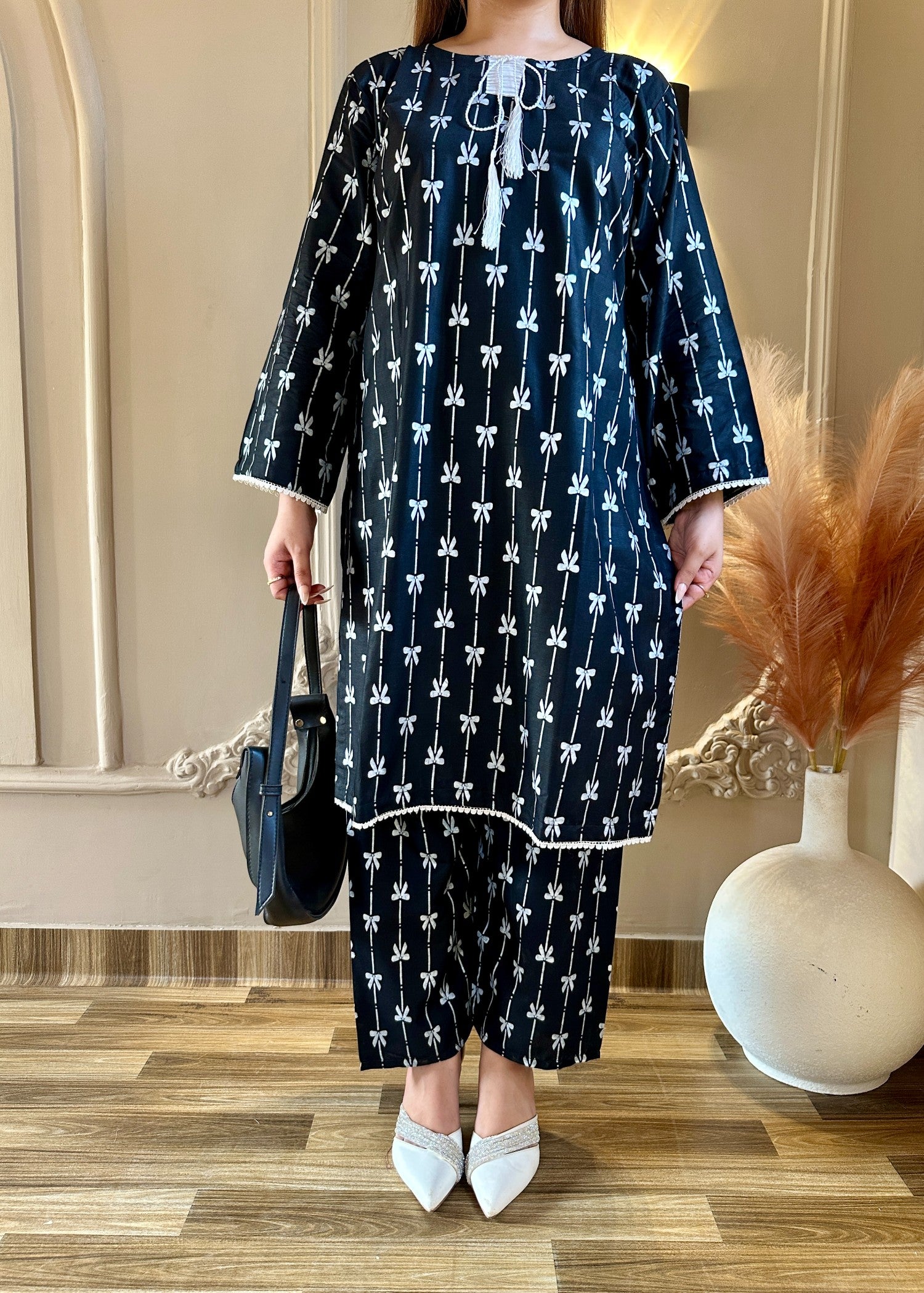arabic lawn Co Ord Sets in Black