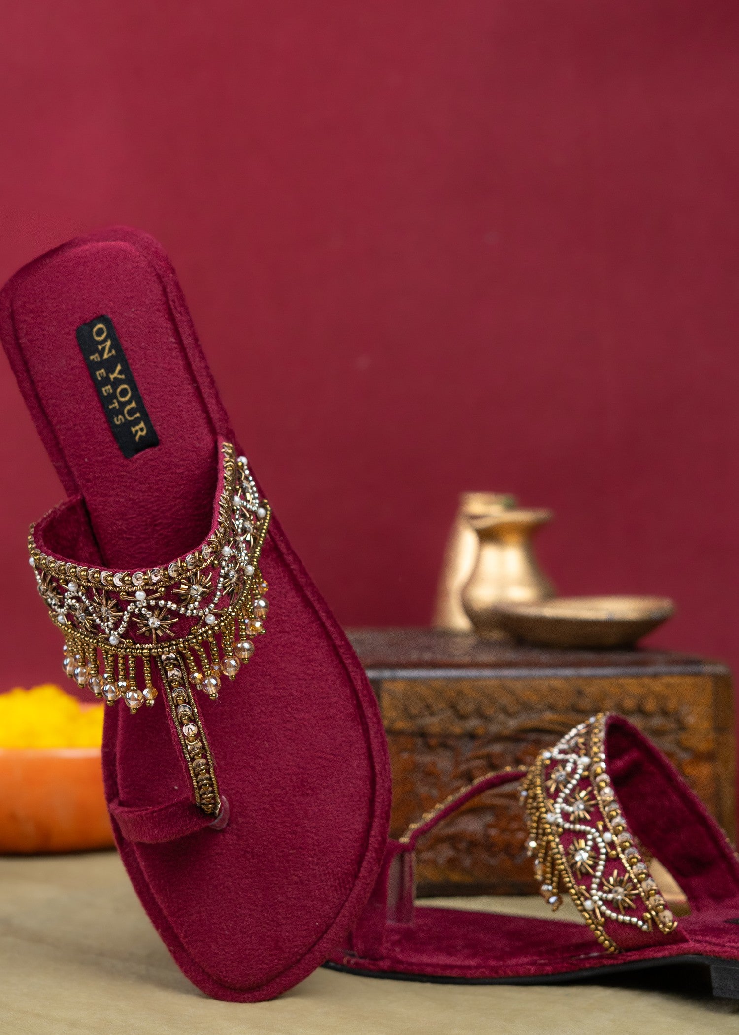 Kolapuri in Maroon by - High Quality Women Kolapuri YCQ8851