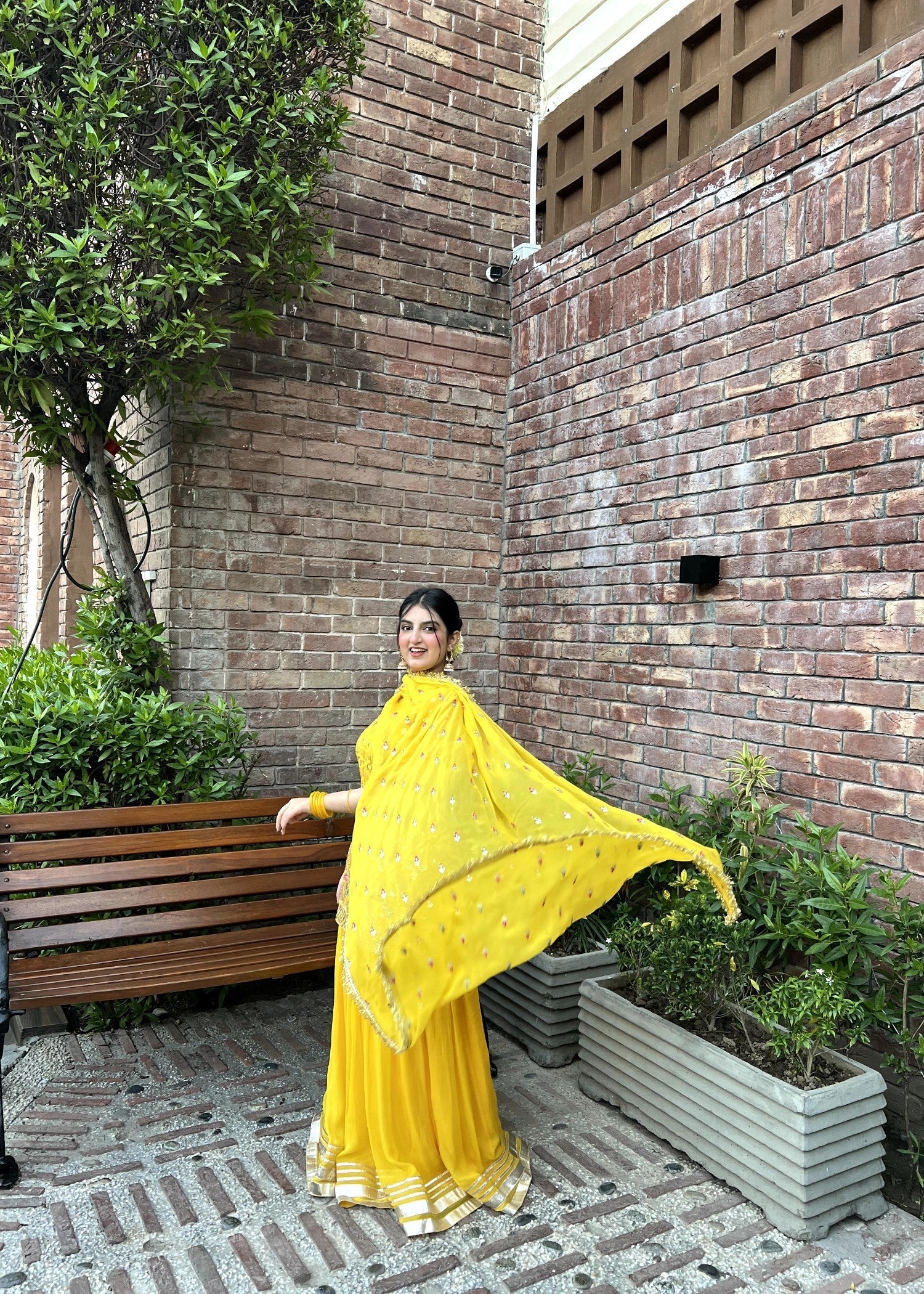 chiffon Lehenga in Yellow