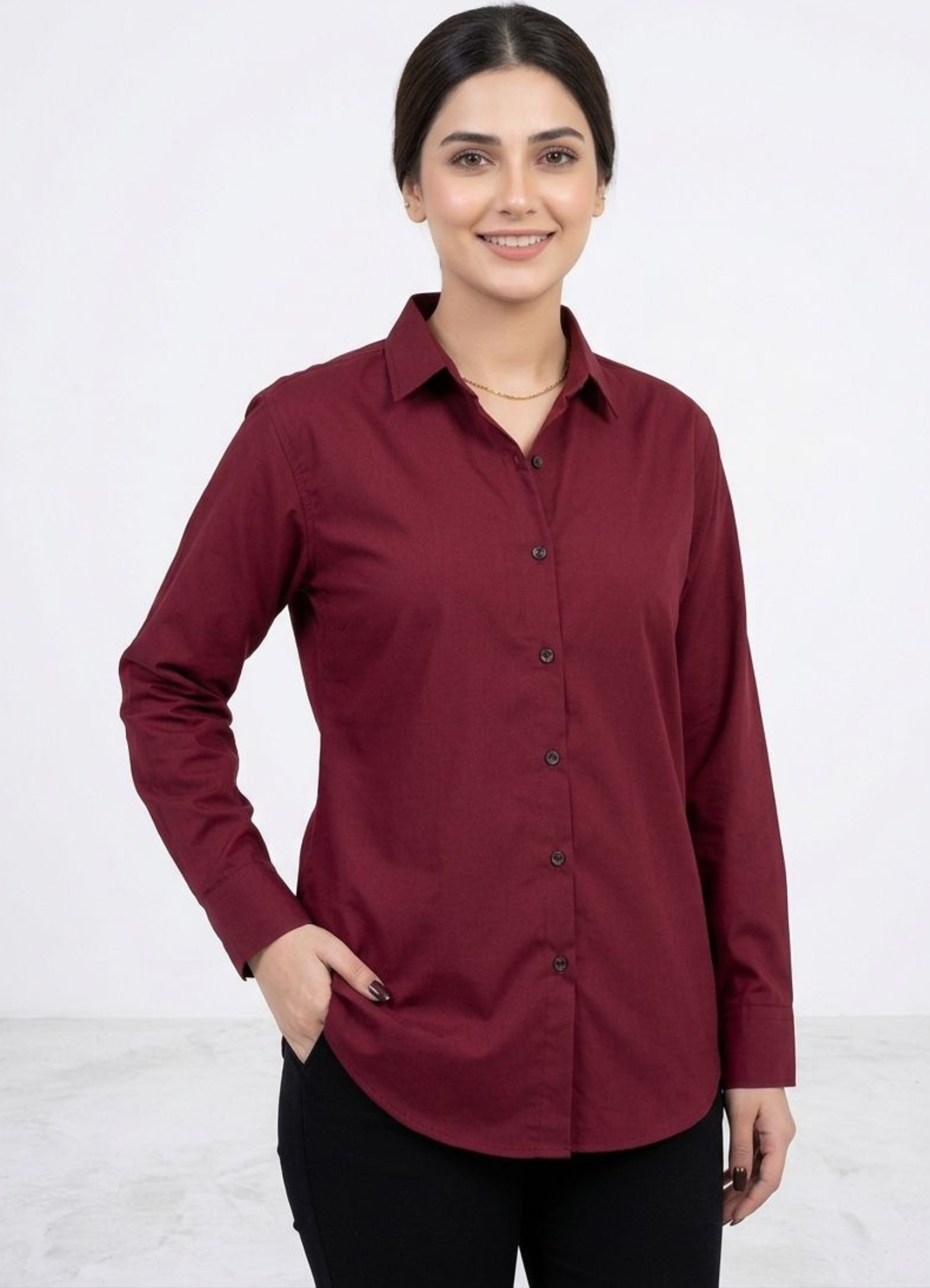 cotton silk Top in Maroon