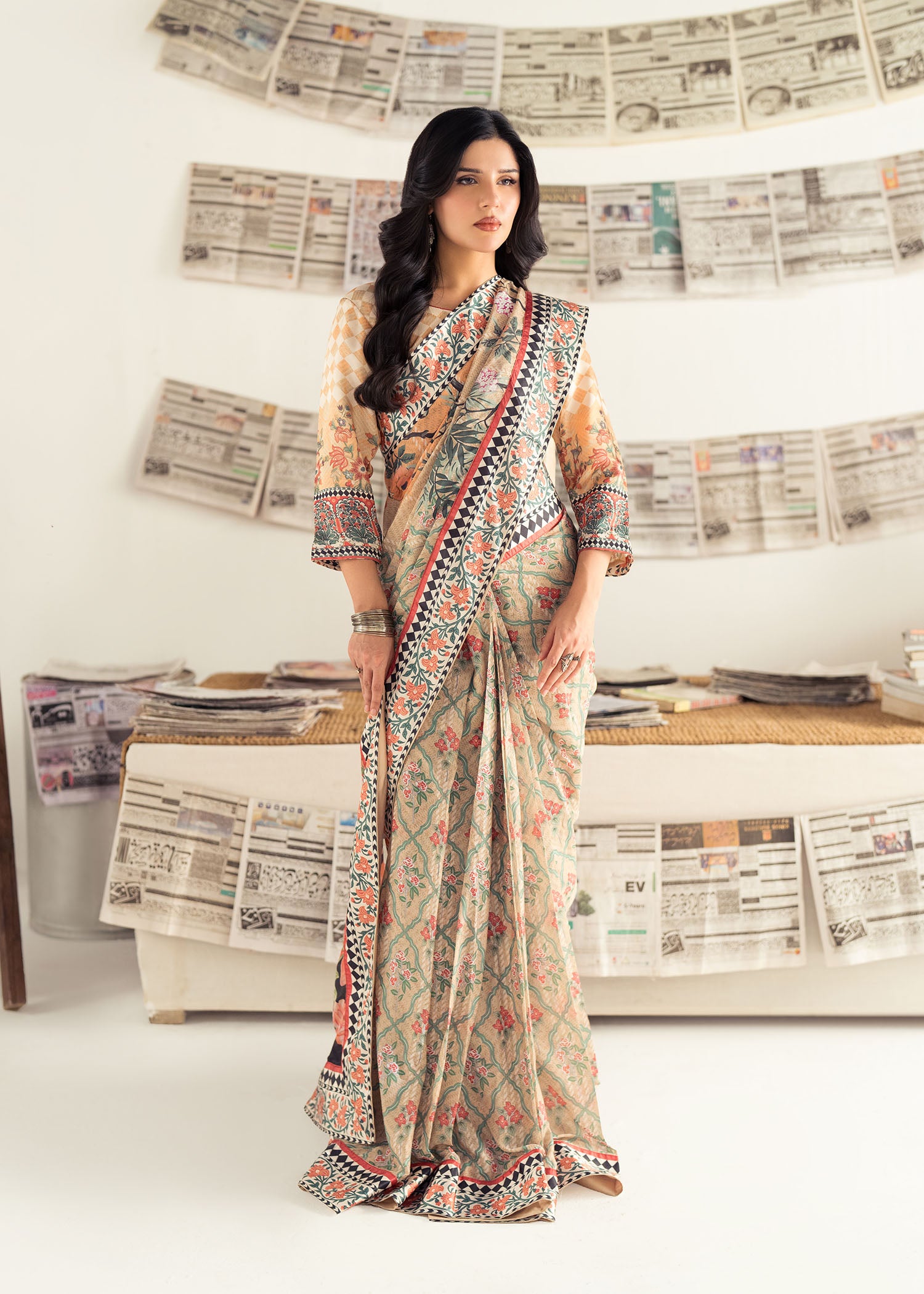 silk Saree in Beige